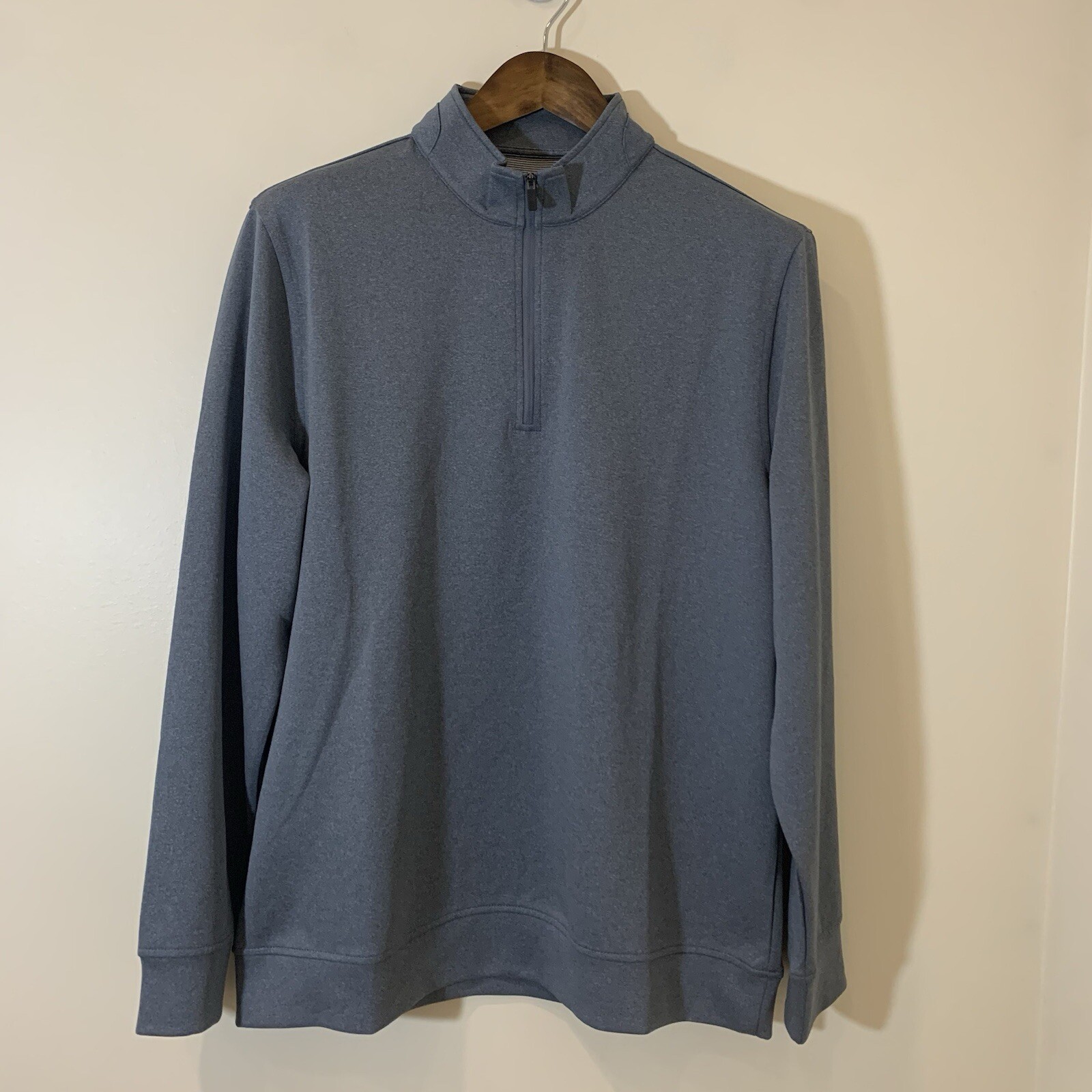 Hickey Freeman Mens Quarter Zip Pullover Large Gray Logo Stretch Golf Athleisure