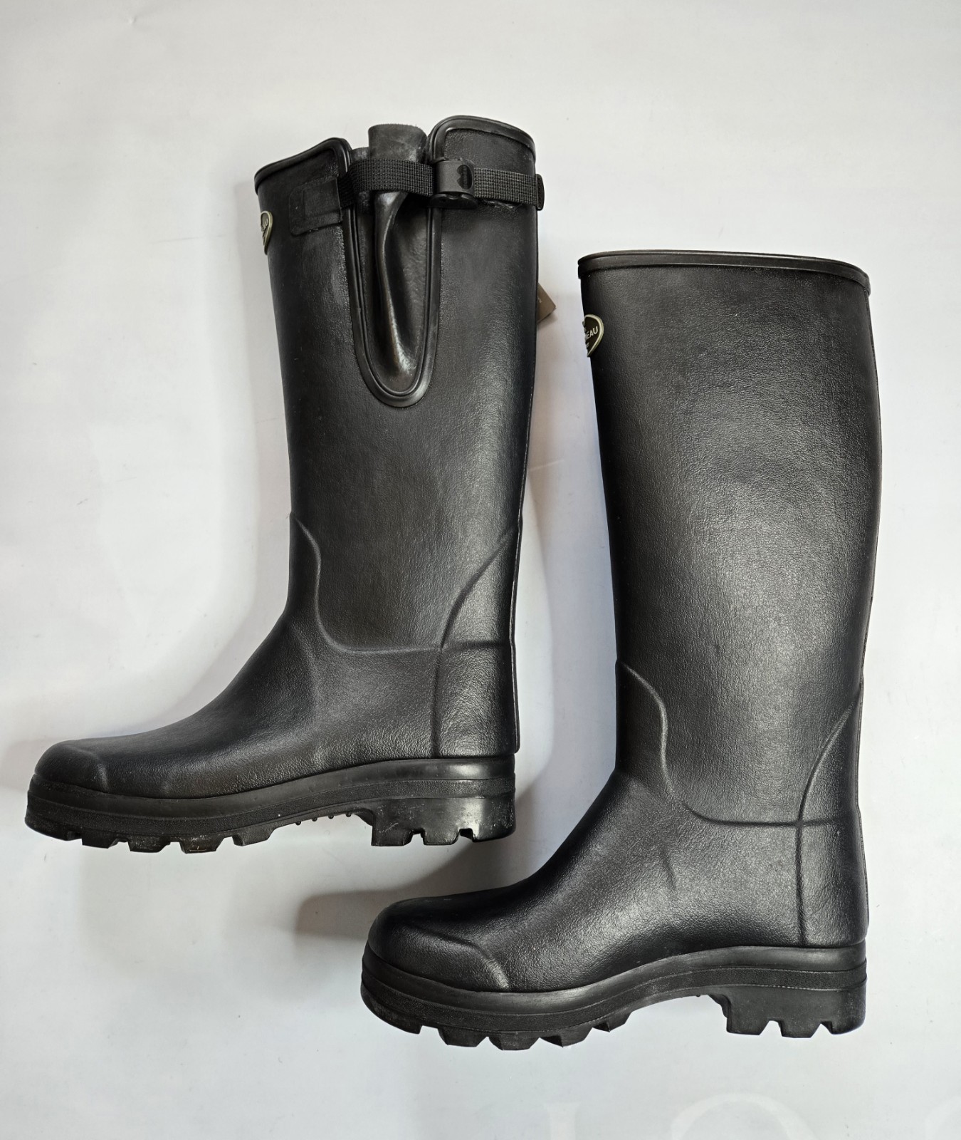 LE CHAMEAU VIERZON LEATHER LINED MEN’S BLACK WELLINGTON BOOTS MADE IN FRANCE