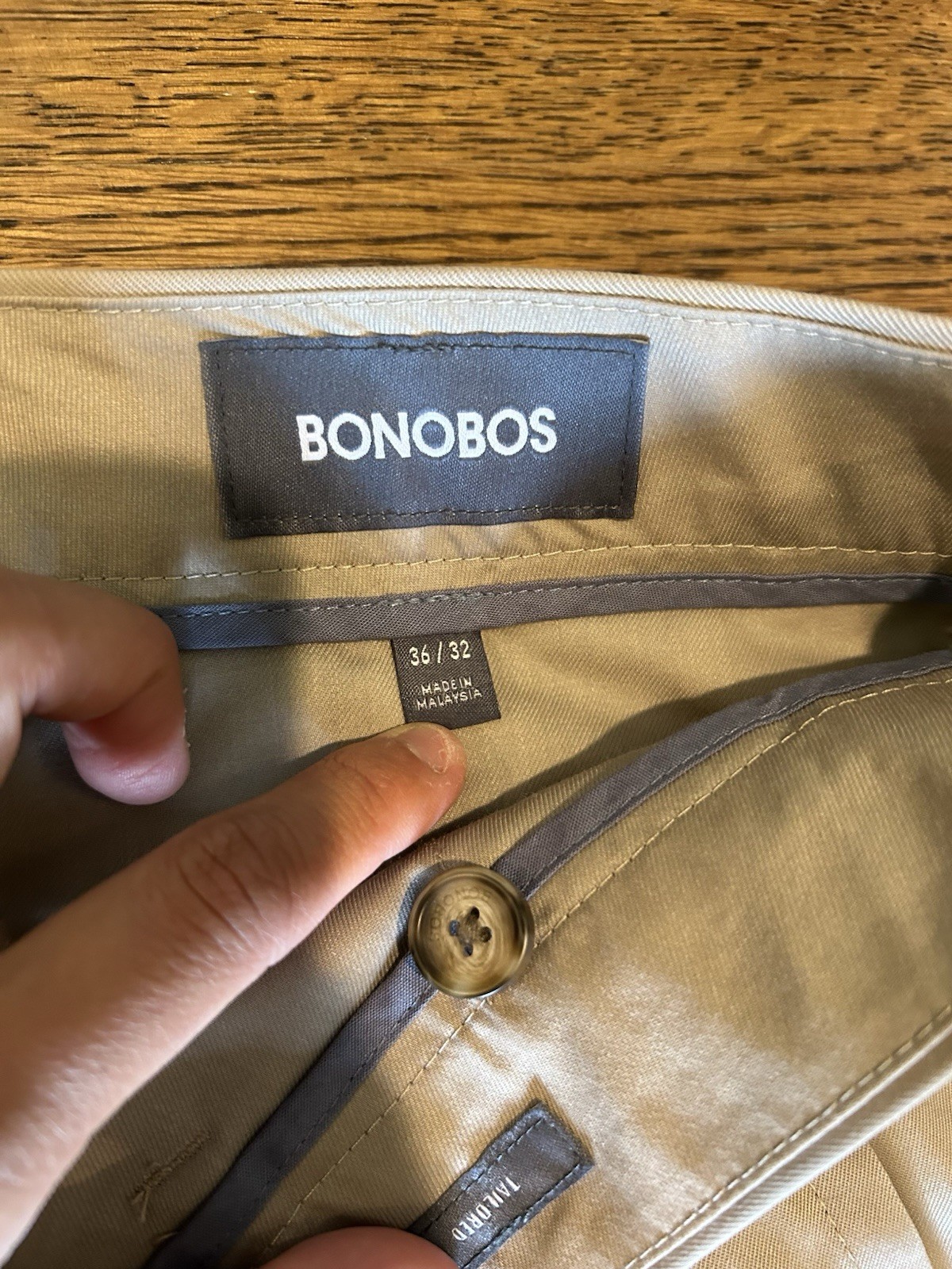 Bonobos Beige Weekday Warrior Dress Pants 36×32 Men’s Tailored Fit Straight Leg