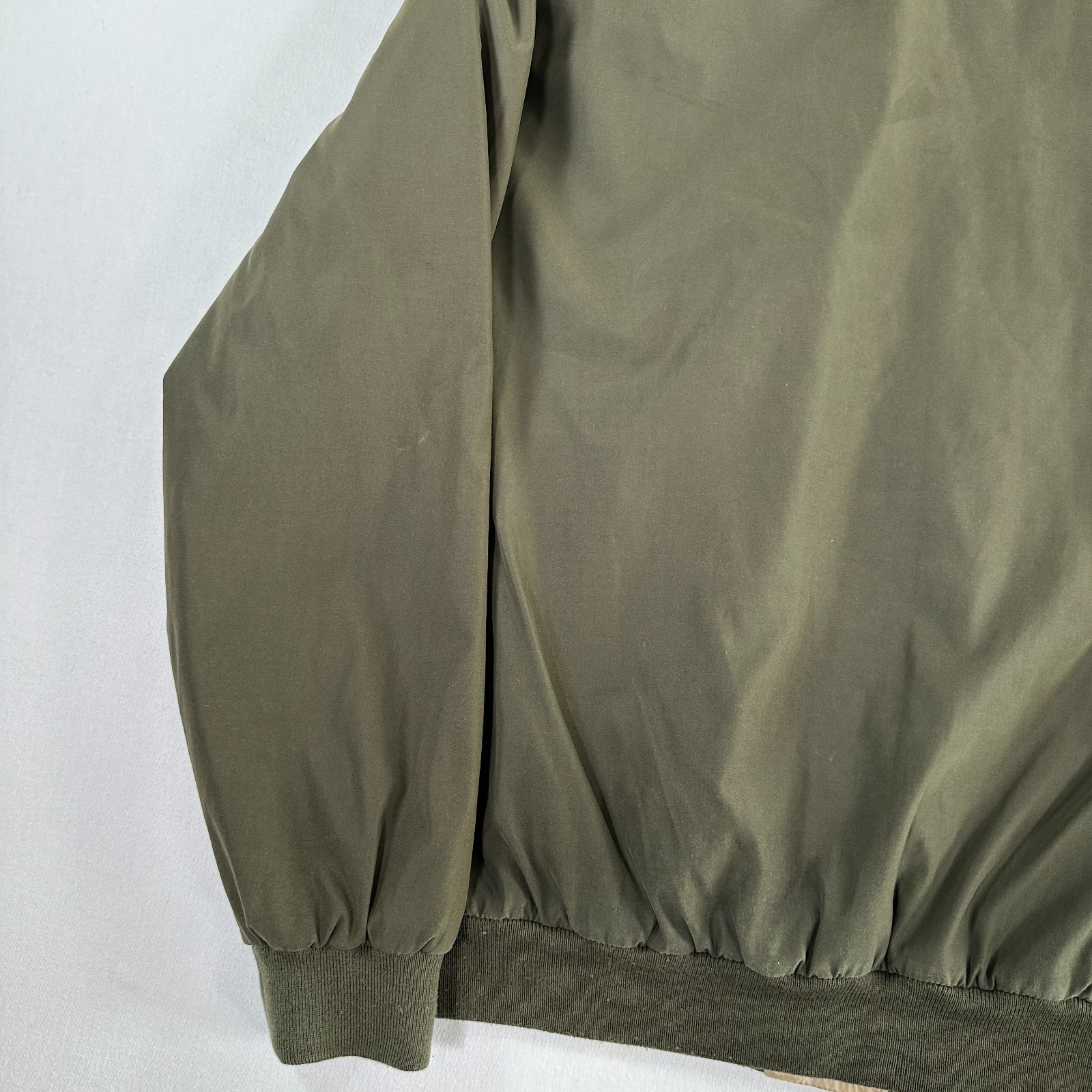 Vintage Hathaway Mens Bomber Jacket Green Microfiber Size M Collared