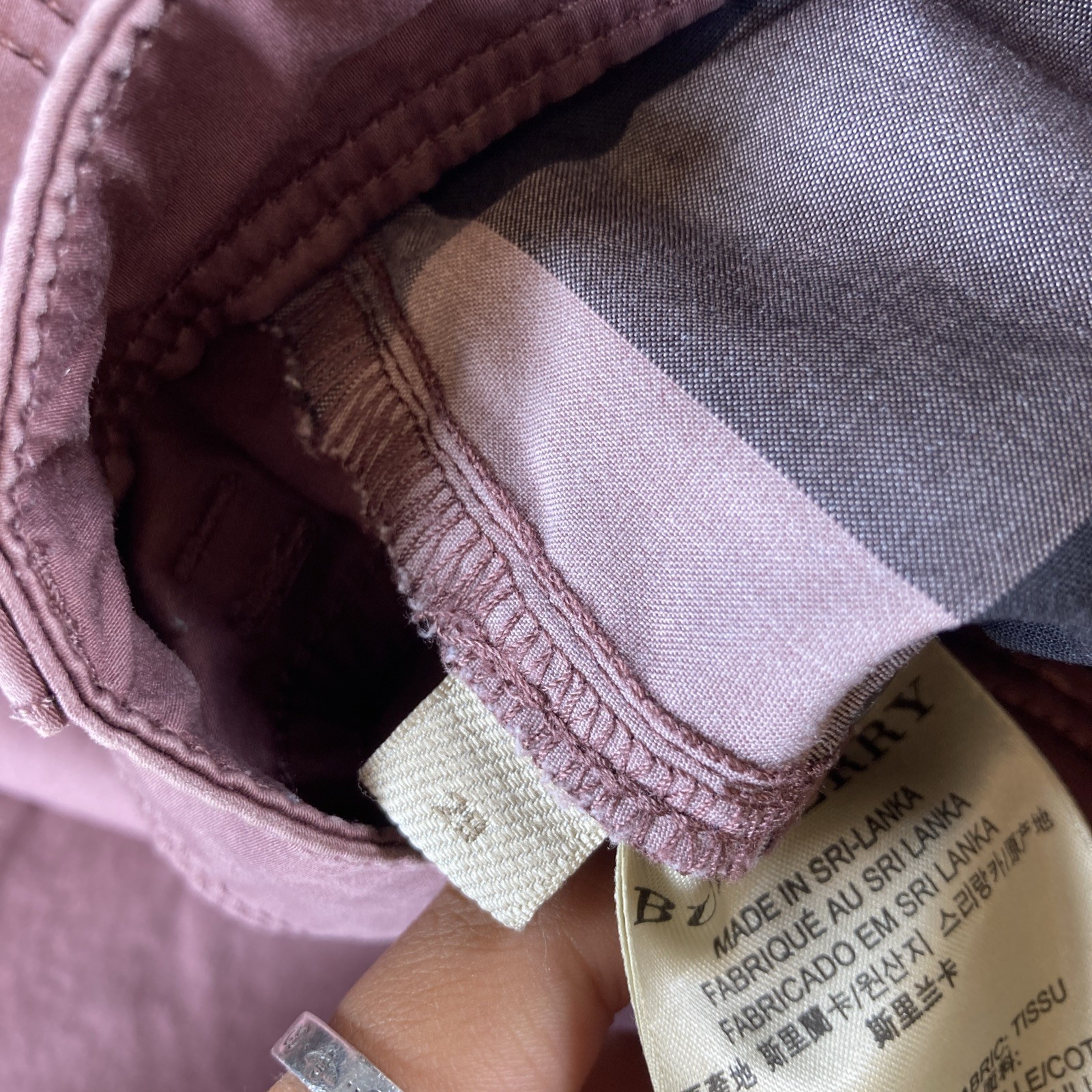 Burberry Brit Women’s Pink Cotton Blend Made in Sri Lanka Pants, Size 29