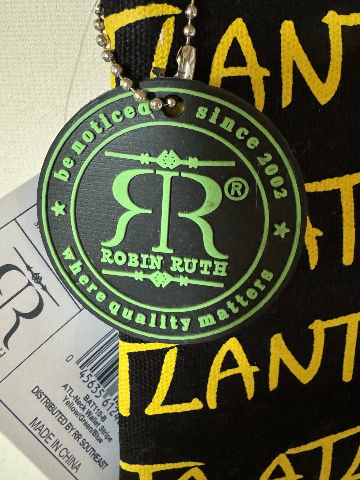Robin Ruth Atlanta Crossbody Bag Black with Yellow Green Blue Letters NWT