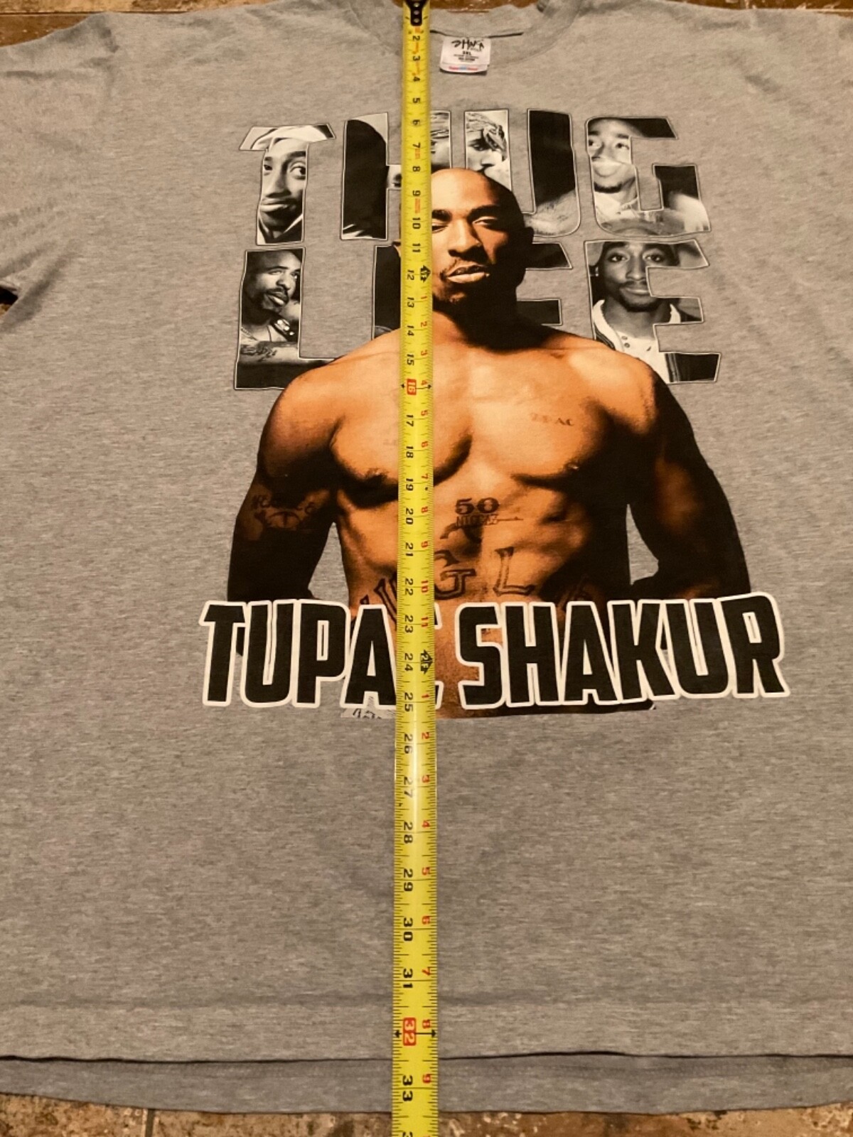 SHAKA WEAR TUPAC THUG LIFE GRAPHIC T-SHIRT ( MENS 3XL ) DOUBLE-SIDED PREOWNED