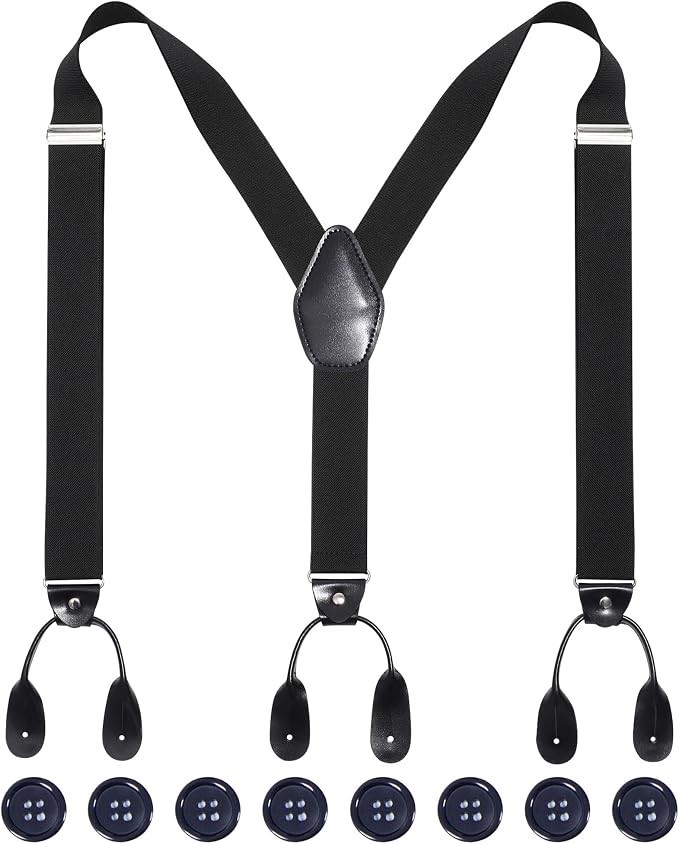 Men Y-Back Suspenders Adjustable Elastic Tuxedo Button Formal Outfits