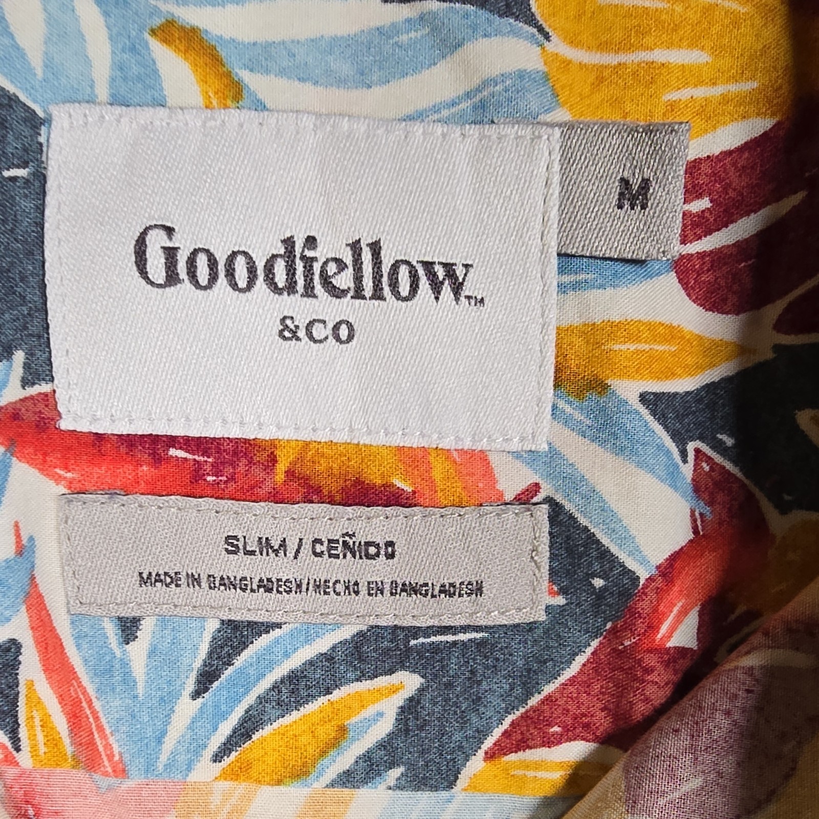 Goodfellow & Co Men’s M Slim Multicolor Floral Cotton Woven Short Sleeve Shirt