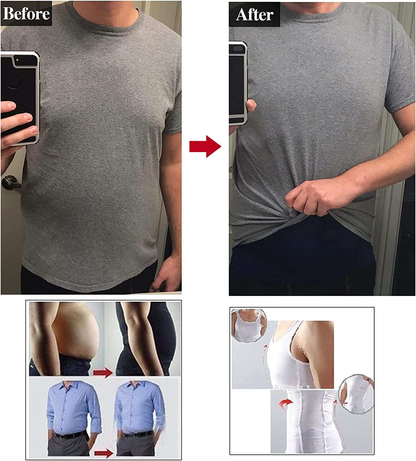 Men’s Compression Shirts Shapewear Vest Body Shaper Abs Abdomen Slim Tank Top