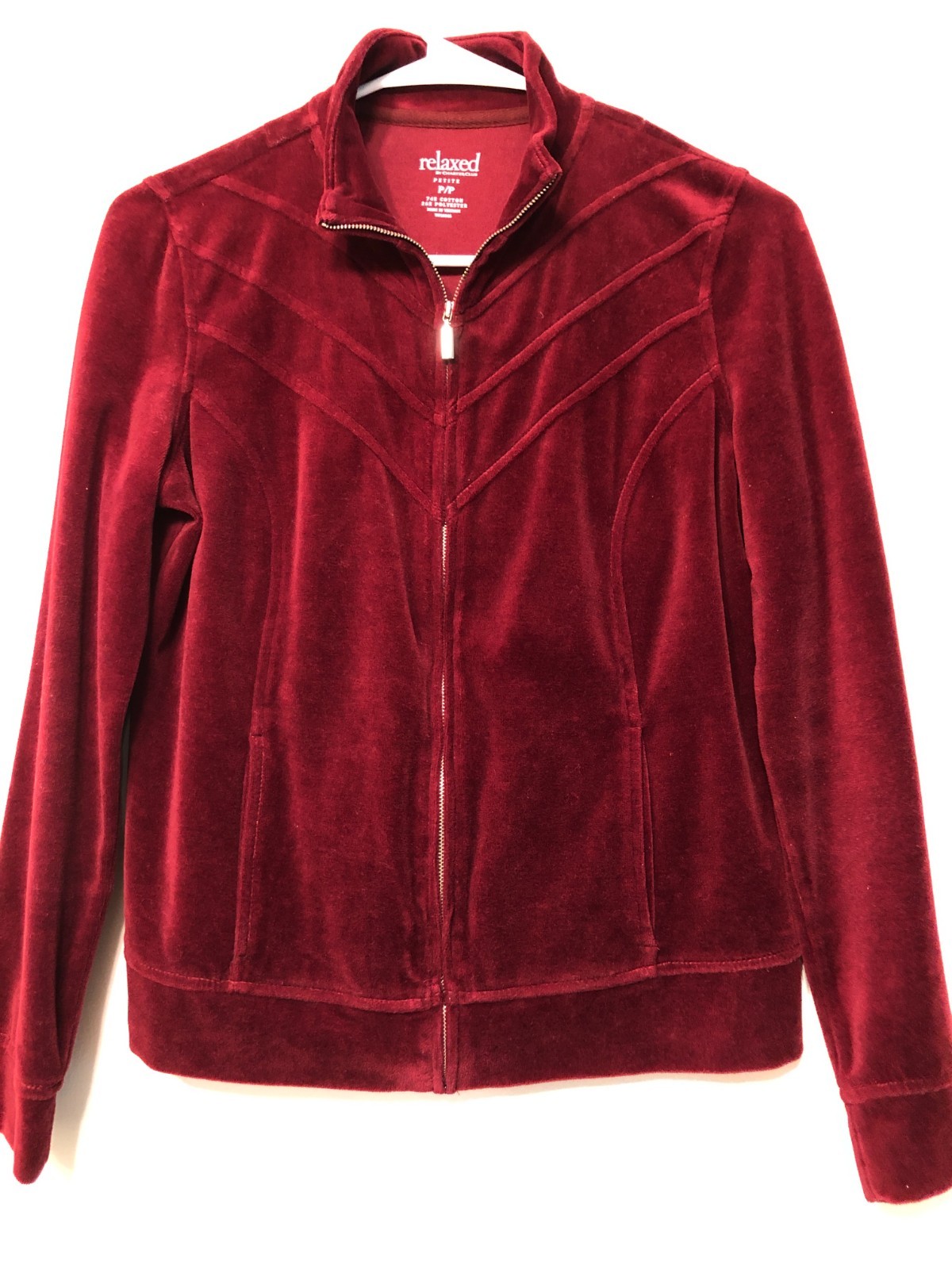 Zipper Jacket -Relaxed by Charter Club – Petite -PP – Red