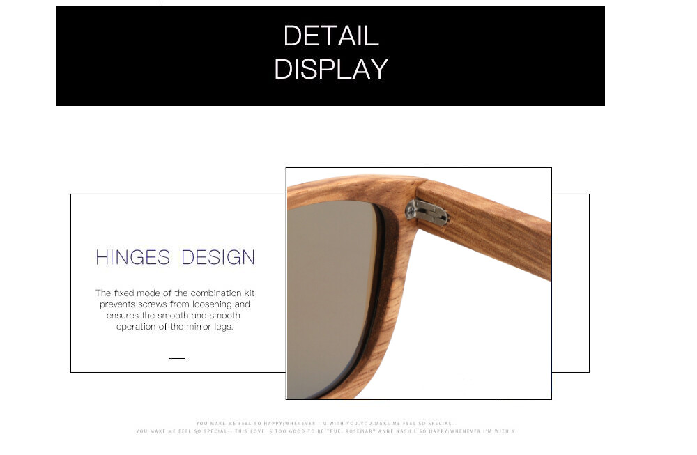 Unisex Zebra Wood Polarized Sunglasses Retro Wooden Frame UV400 Outdoor Glasses