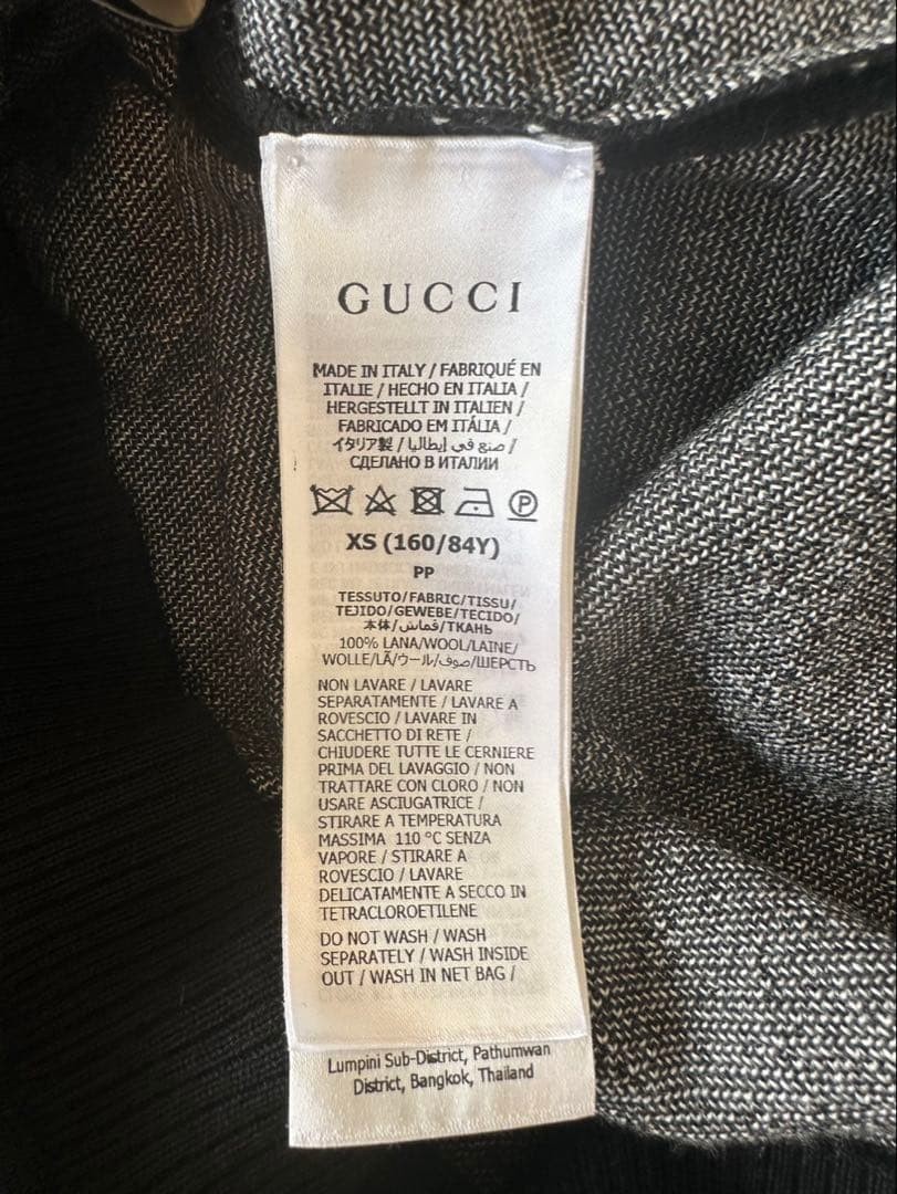 Gucci Knit Dress XS 82cm Length Black GG Logo Bow Tie Wool