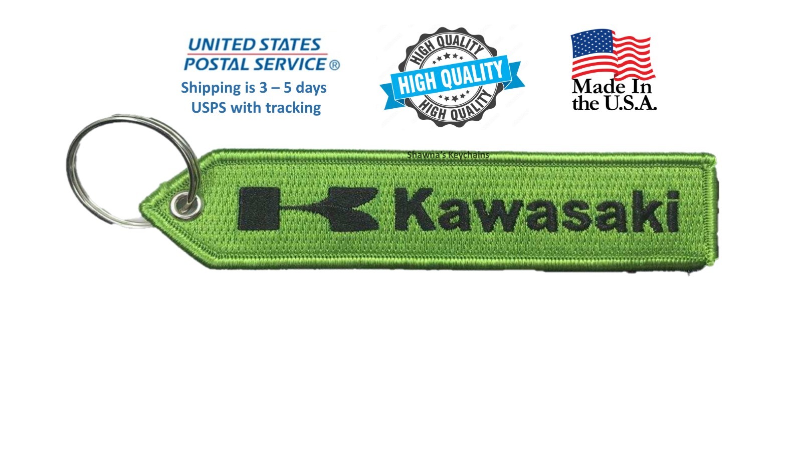 KAWASAKI Double Sided Keychain Patch High Quality Fabric Key Fob Moto keychain