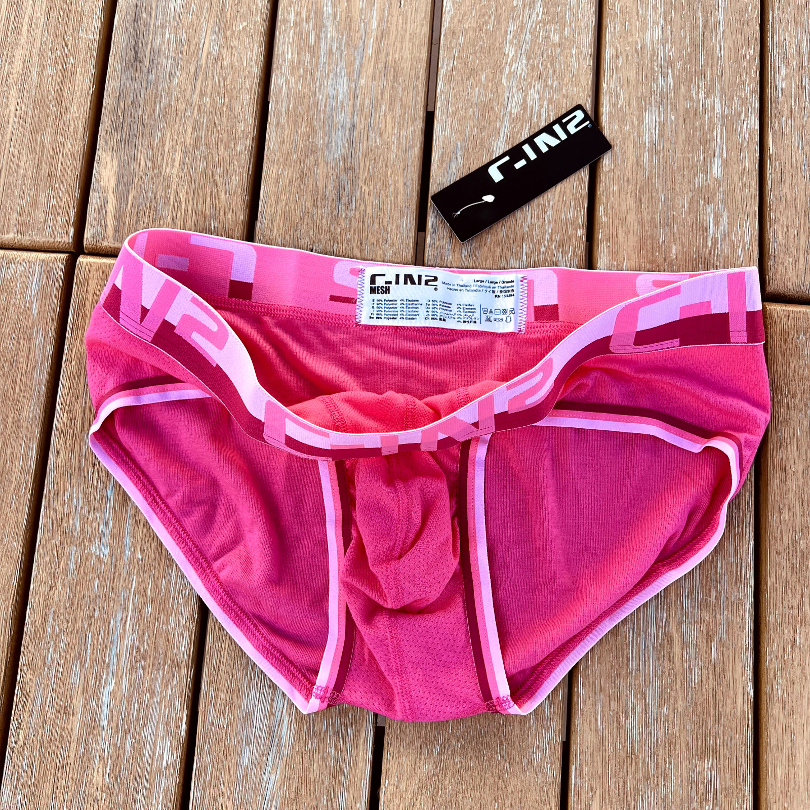 C-IN2 men Pink Mesh low rise brief underwear size S M L XL