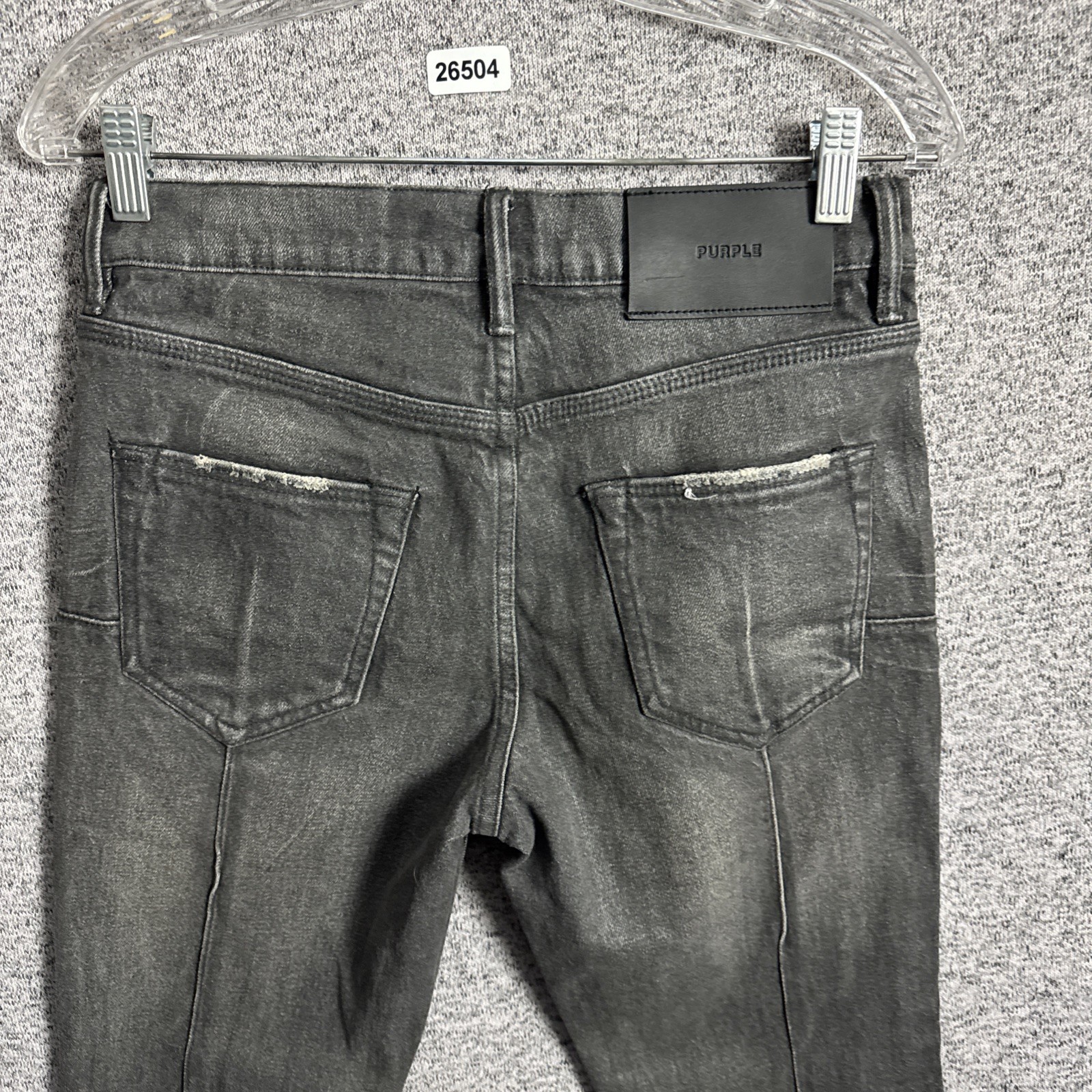 Purple Brand P004 Men’s 29 Charcoal Black Denim Pintuck Coated Flare Jeans