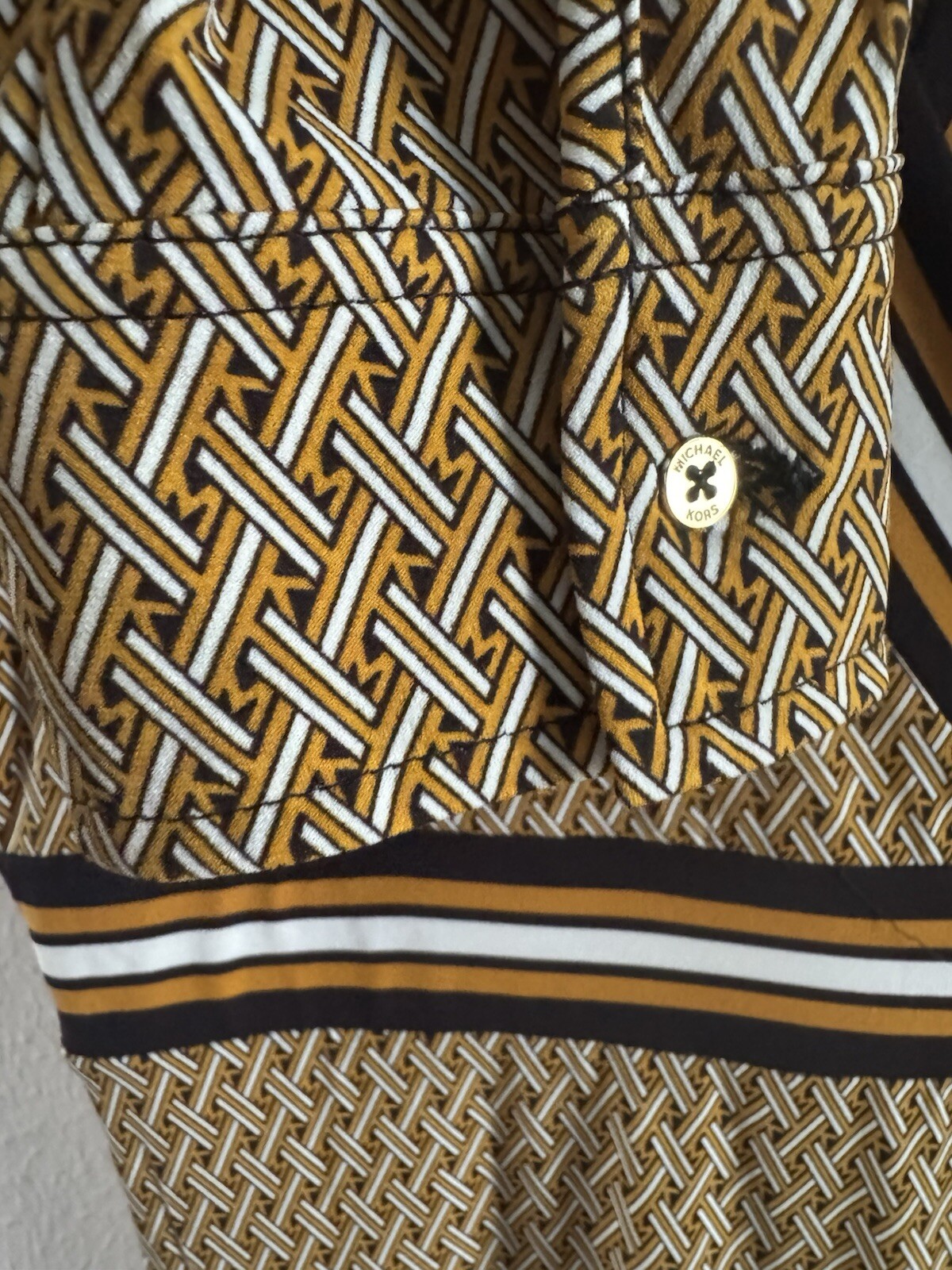 Michael Kors dress Border Print Faux Wrap Dress Marigold logo 2025 collection L