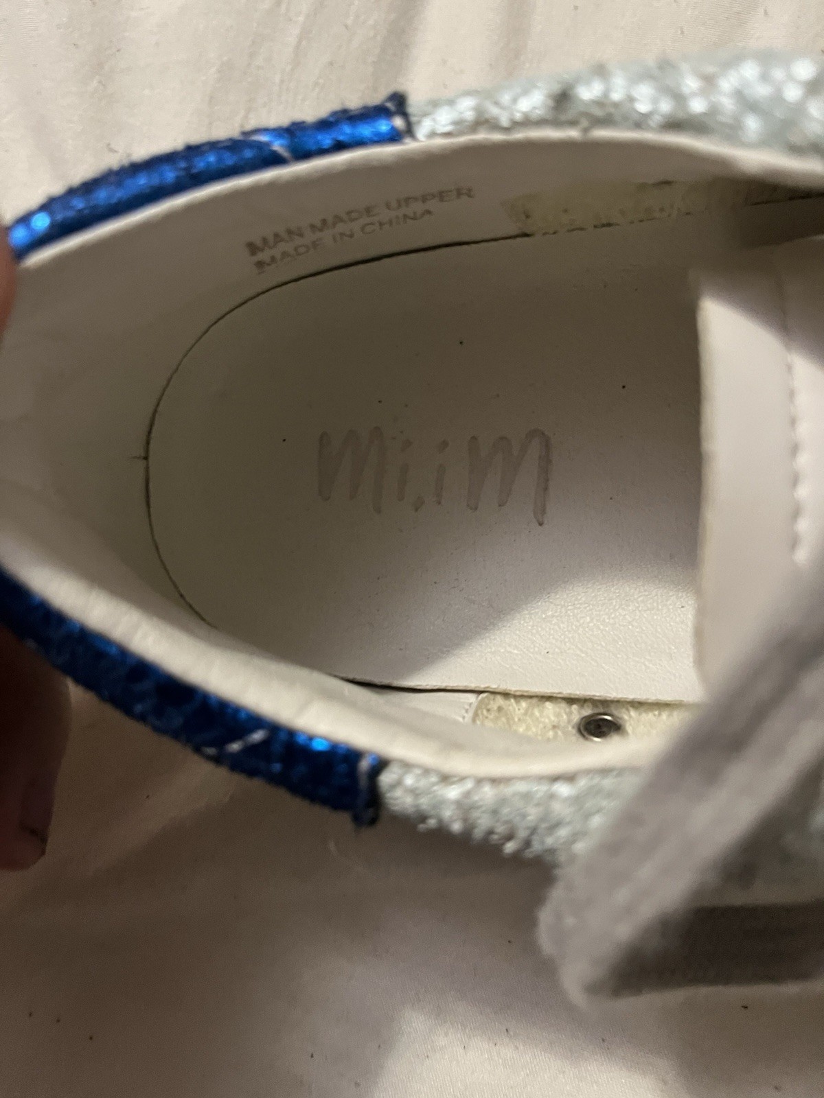 MiiM Silver/Blue/White Glitter Low Top Lace-Up Sneakers Athletic Shoes