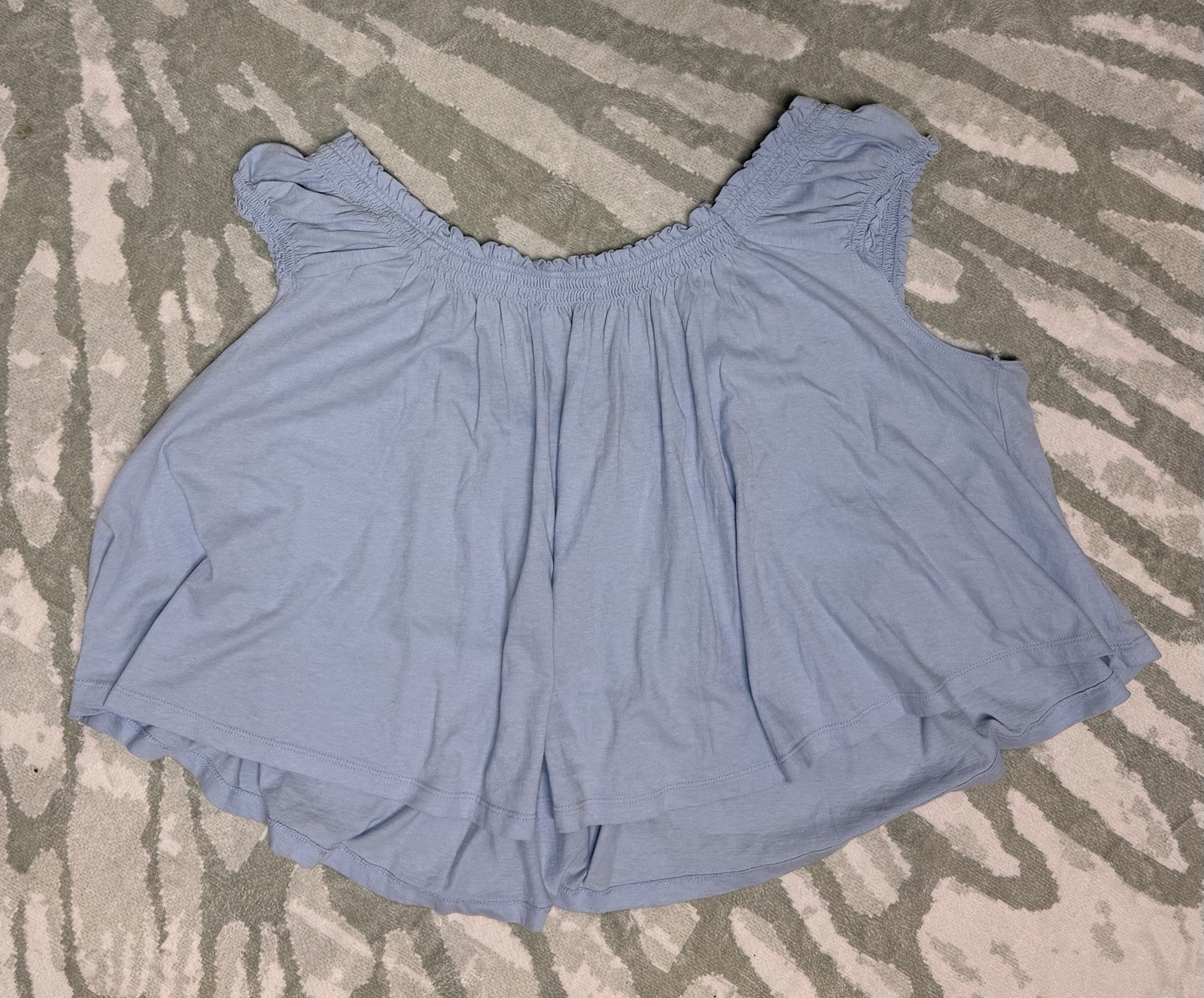Universal Thread Blue Cotton Knit Ruffle Scoop Neck Tie Flowy Tank Top Size XL