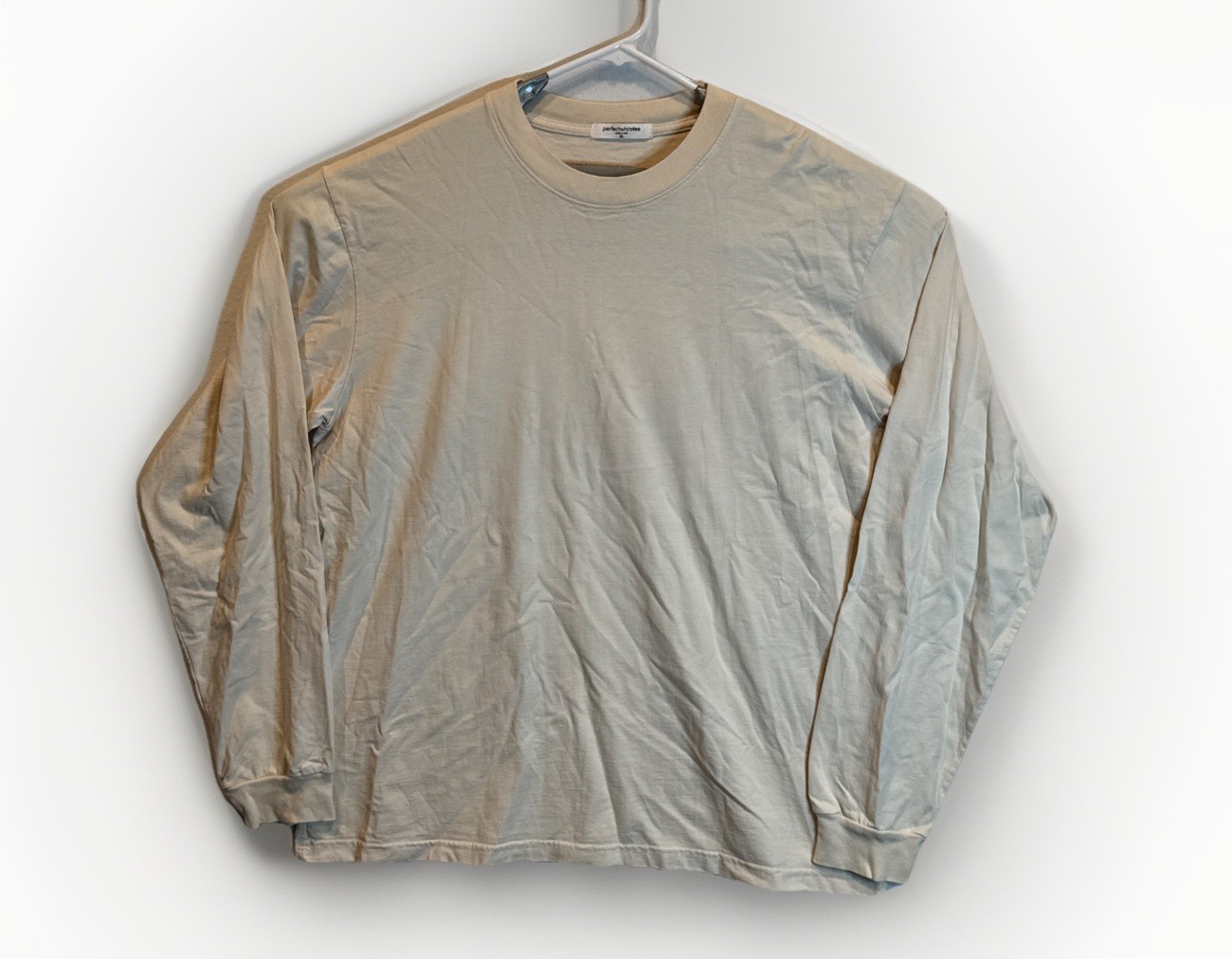 Perfect White Tee Jon M Ivory T-shirt Men’s Long Sleeve Crew Neck Size XL NWOT