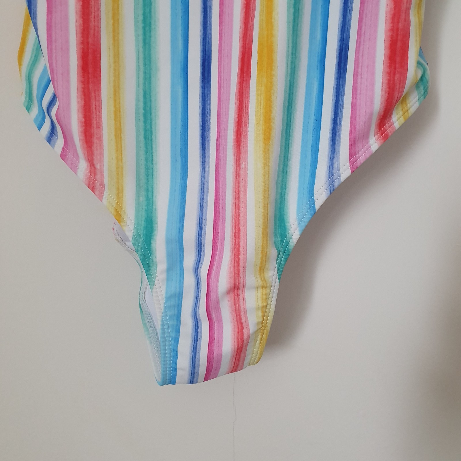 Matalan Swimming Costume Size 16 Rainbow Stripe One Piece Removable Pads BNWT