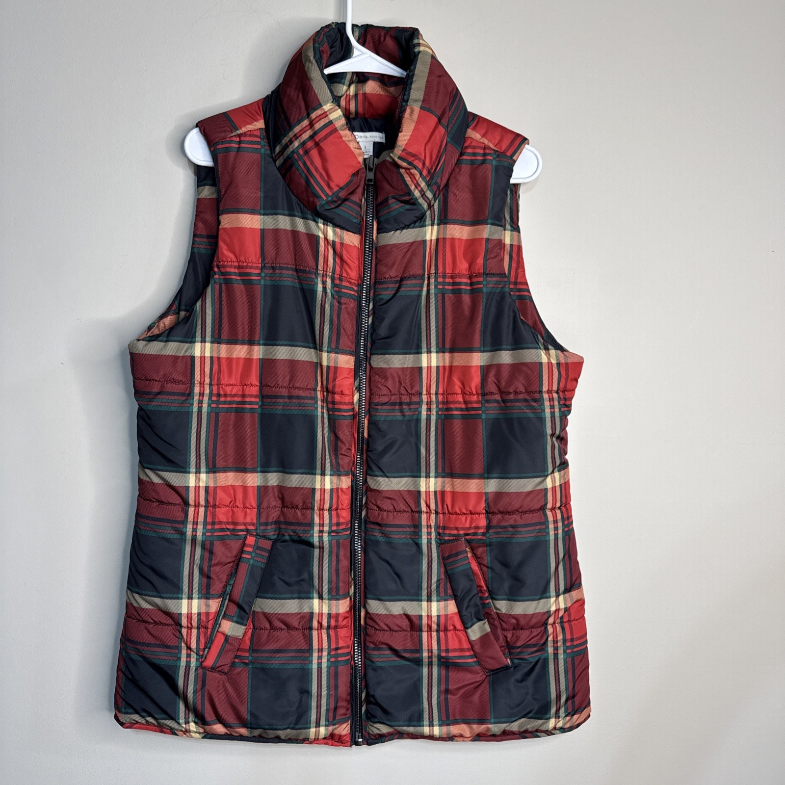 Cato Women’s Size Large Plaid Sleeveless Zip Up Puffer Vest #C002