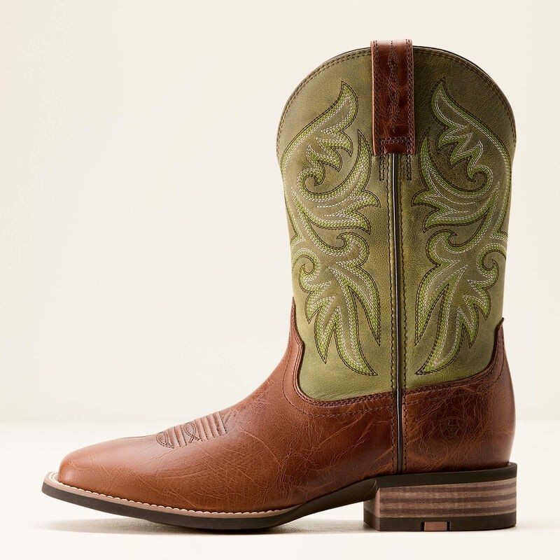 New Men’s ARIAT “SLINGSHOT” Tan/Green Leather 11″ Western Cowboy Boots 10053630