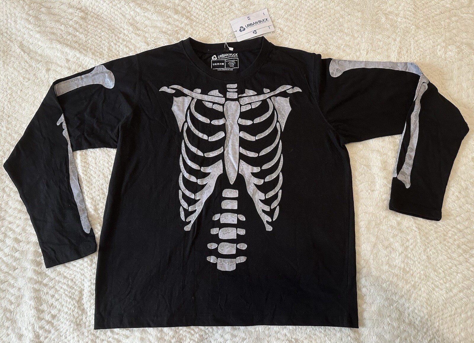 URBAN BUCK Skeleton Men Size L Long Sleeve Shirt Black