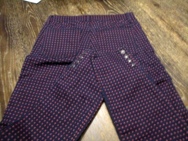 TORY BIRCH NAVY JEANS WITH RED & BUTTON ACCENTS, WOMEN SIZE 26