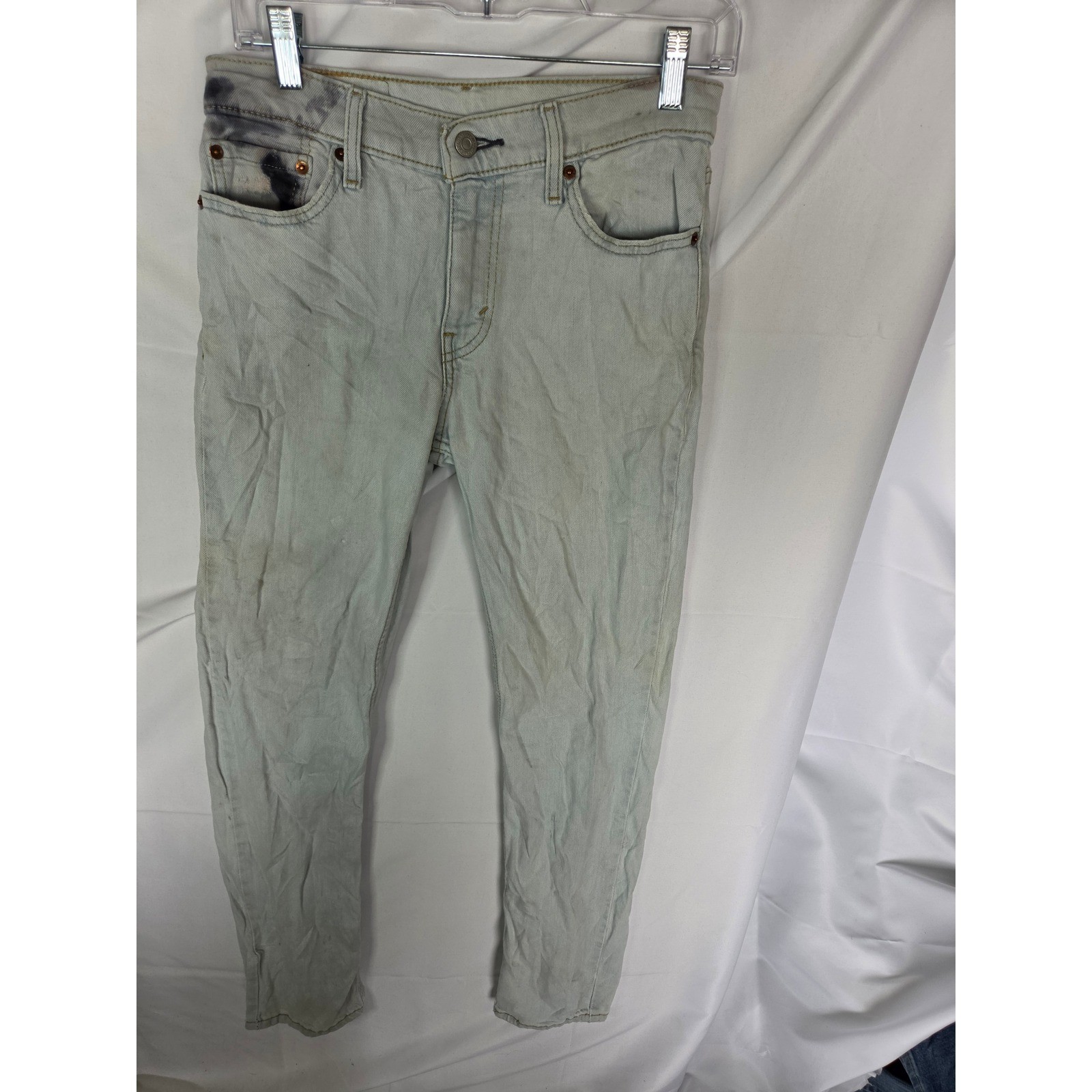Levis 511 Slim Fit Jeans Mens Light Wash Denim Blue Distressed Stained