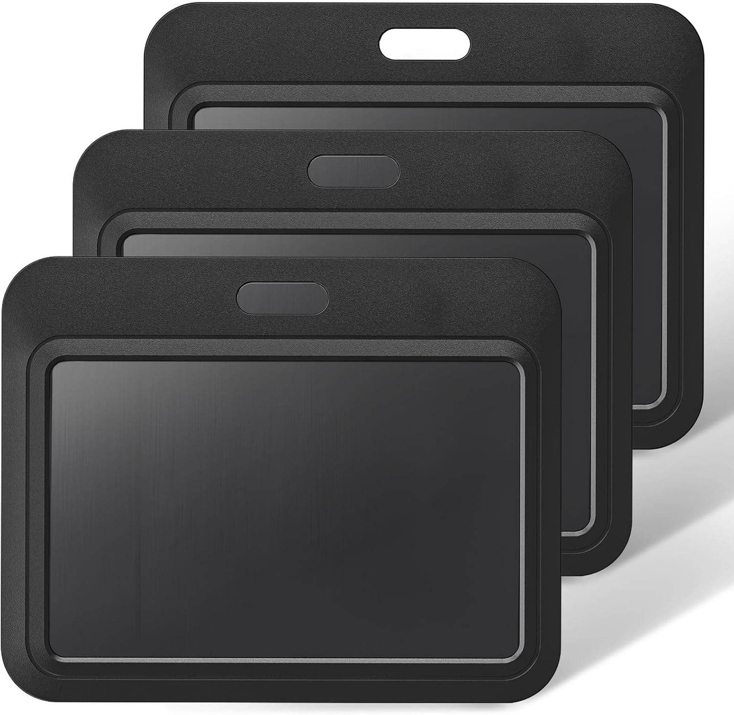 Uniclife 3 Pack Sliding ID Badge Holder Black Horizontal Hard Plastic Case with