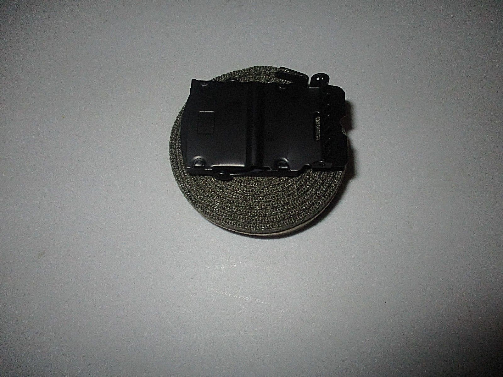 US MILITARY GRADE OD GREEN HEAVY WEB BELT WITH BLACK BUCKLE 54 INCHES USA MADE
