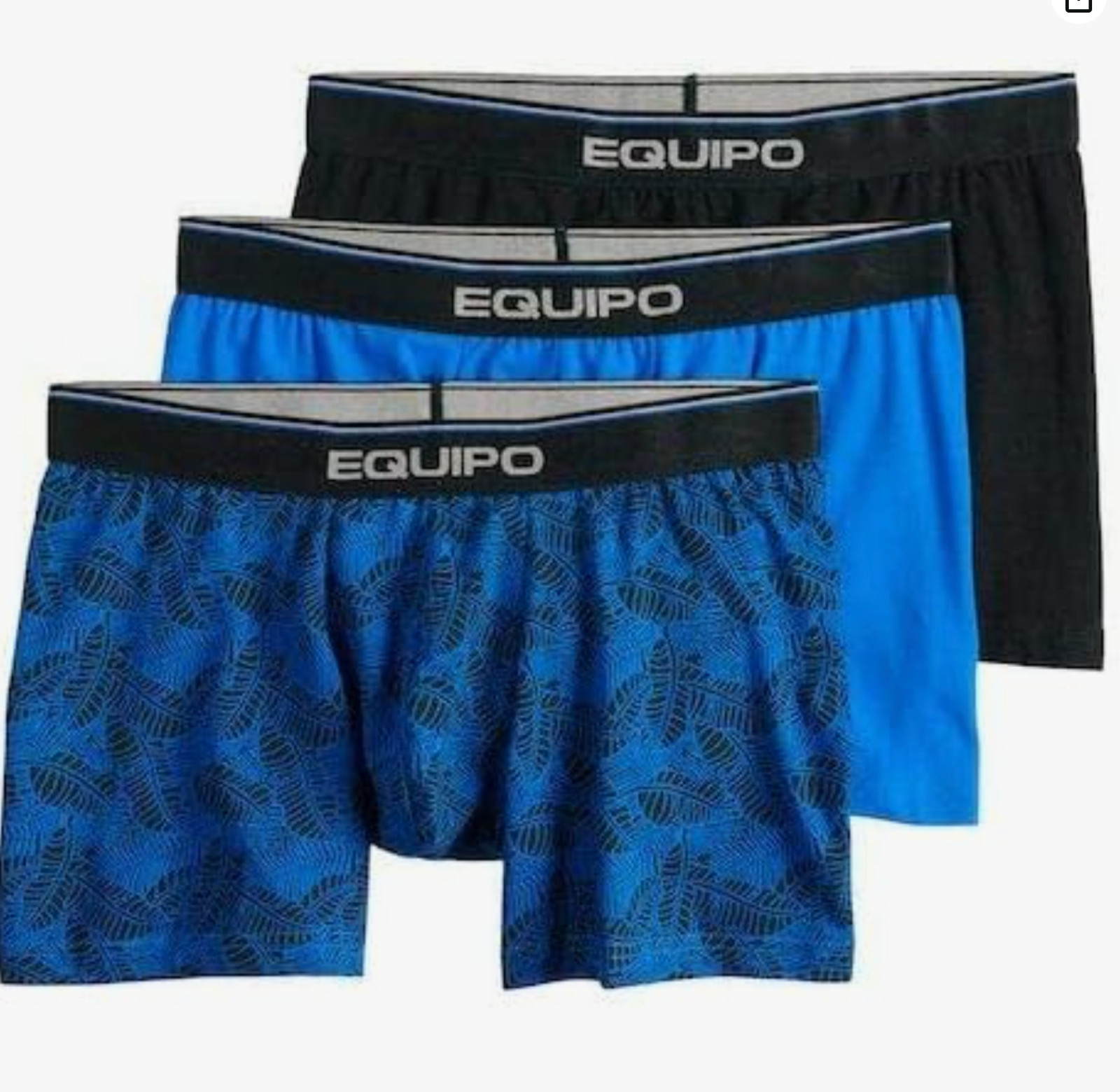 Men’s Equipo 3-Pack Boxer Briefs – Navy Blue Black – Cotton Stretch Underwear