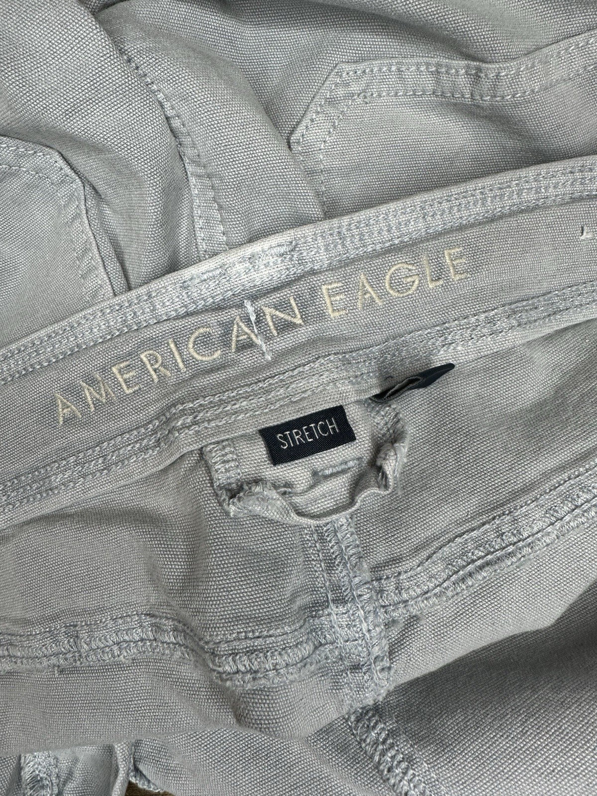 American Eagle Women’s Gray Cargo Pants Stretch Pockets Flat Front Size 16 R