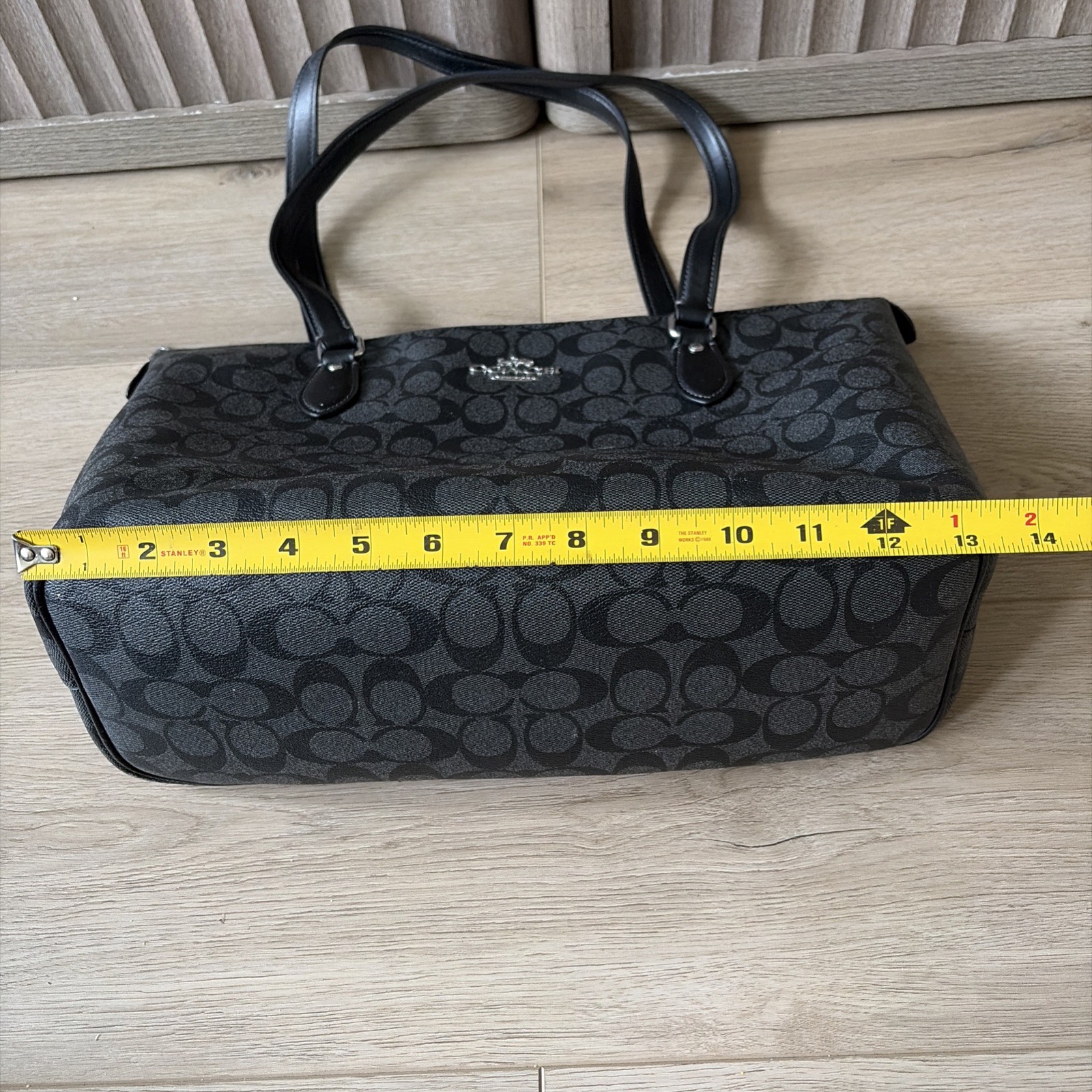 Coach Gallery Tote CH504 Signature Canvas Black Smoke Zip Top Shoulder Bag