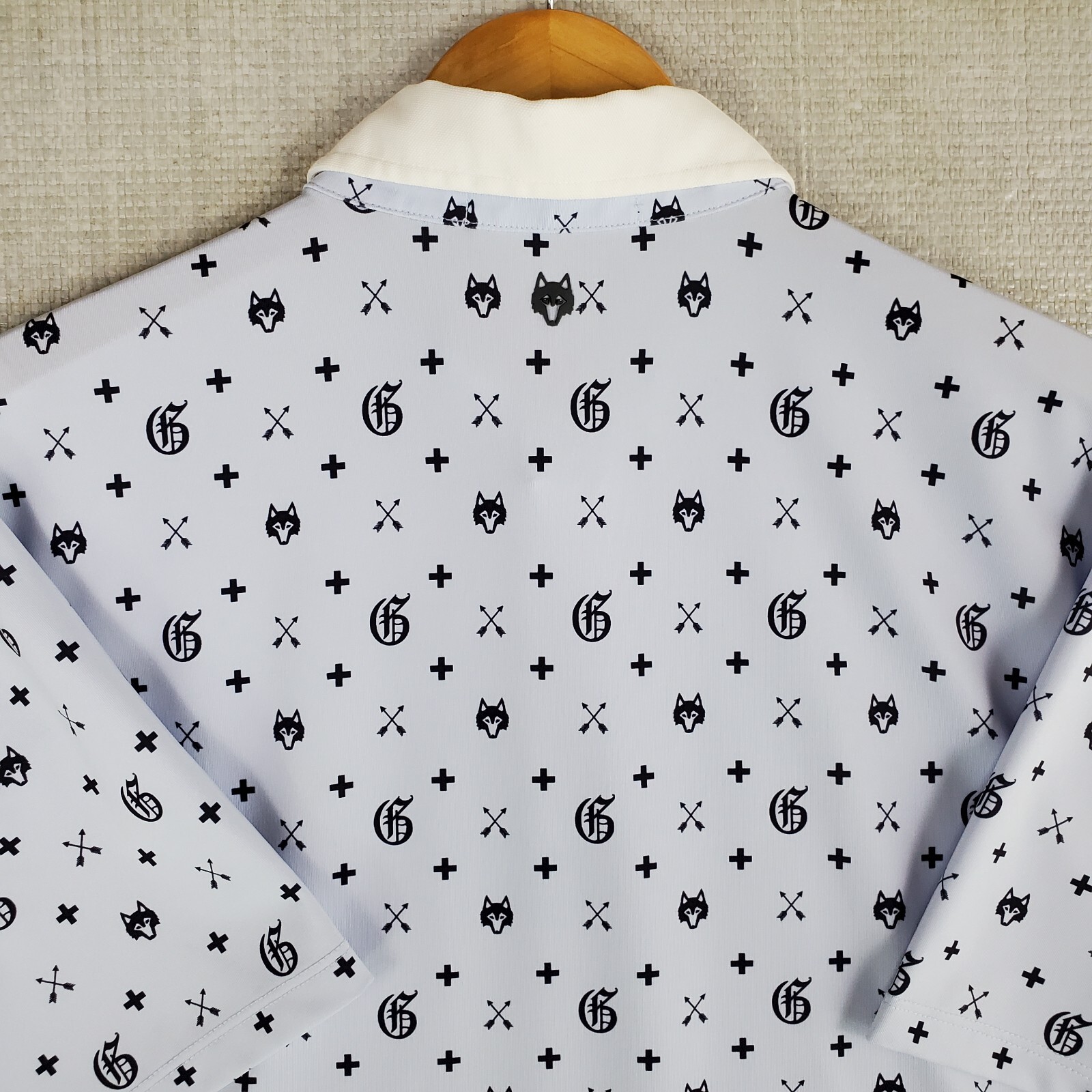 GREYSON Sz large Mens Cutaway Collar Polo Shirt Performance All Over Print Golf
