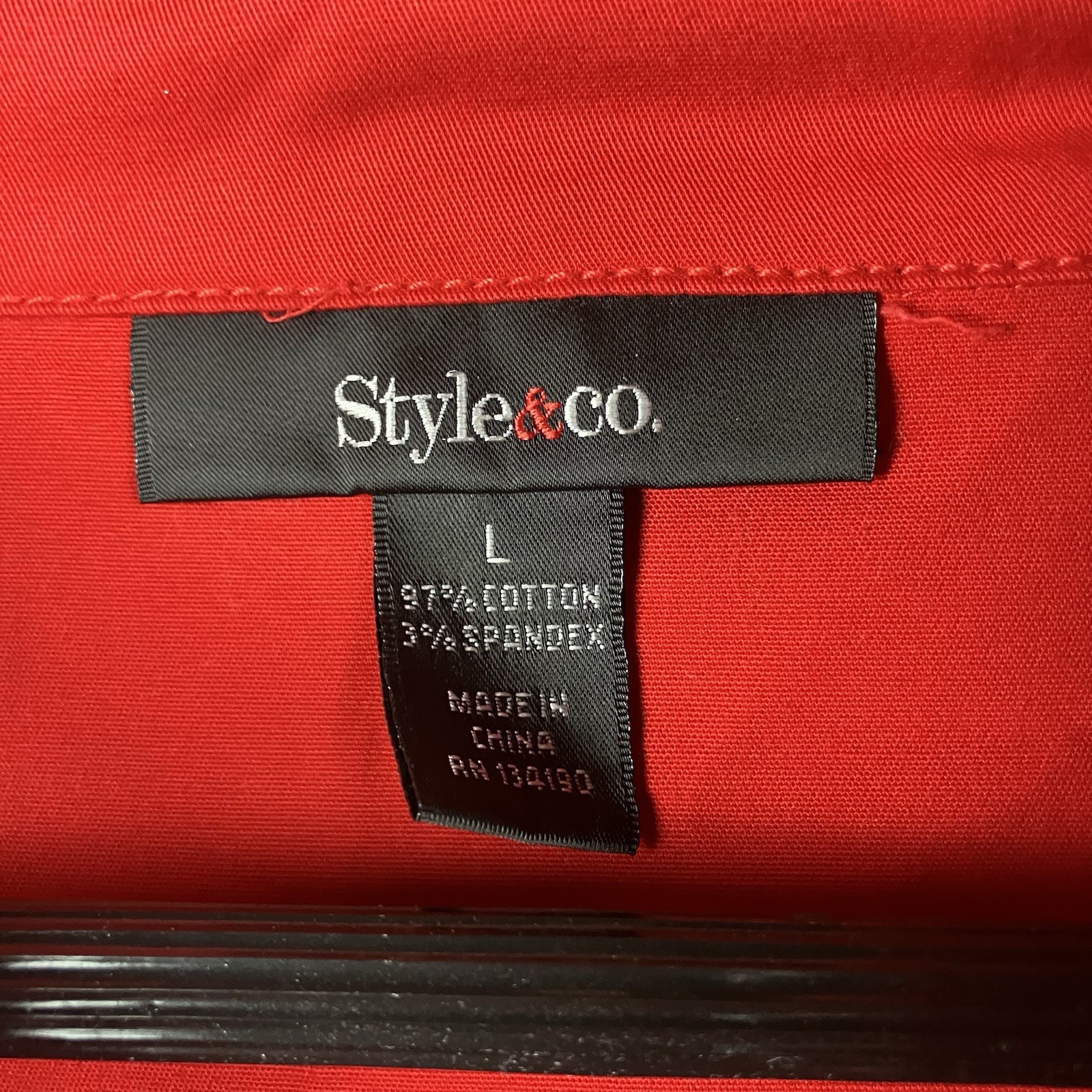 Style & Co. Women’s Size Large Red Jacket Full Zip Button Snap Outdoor Coat