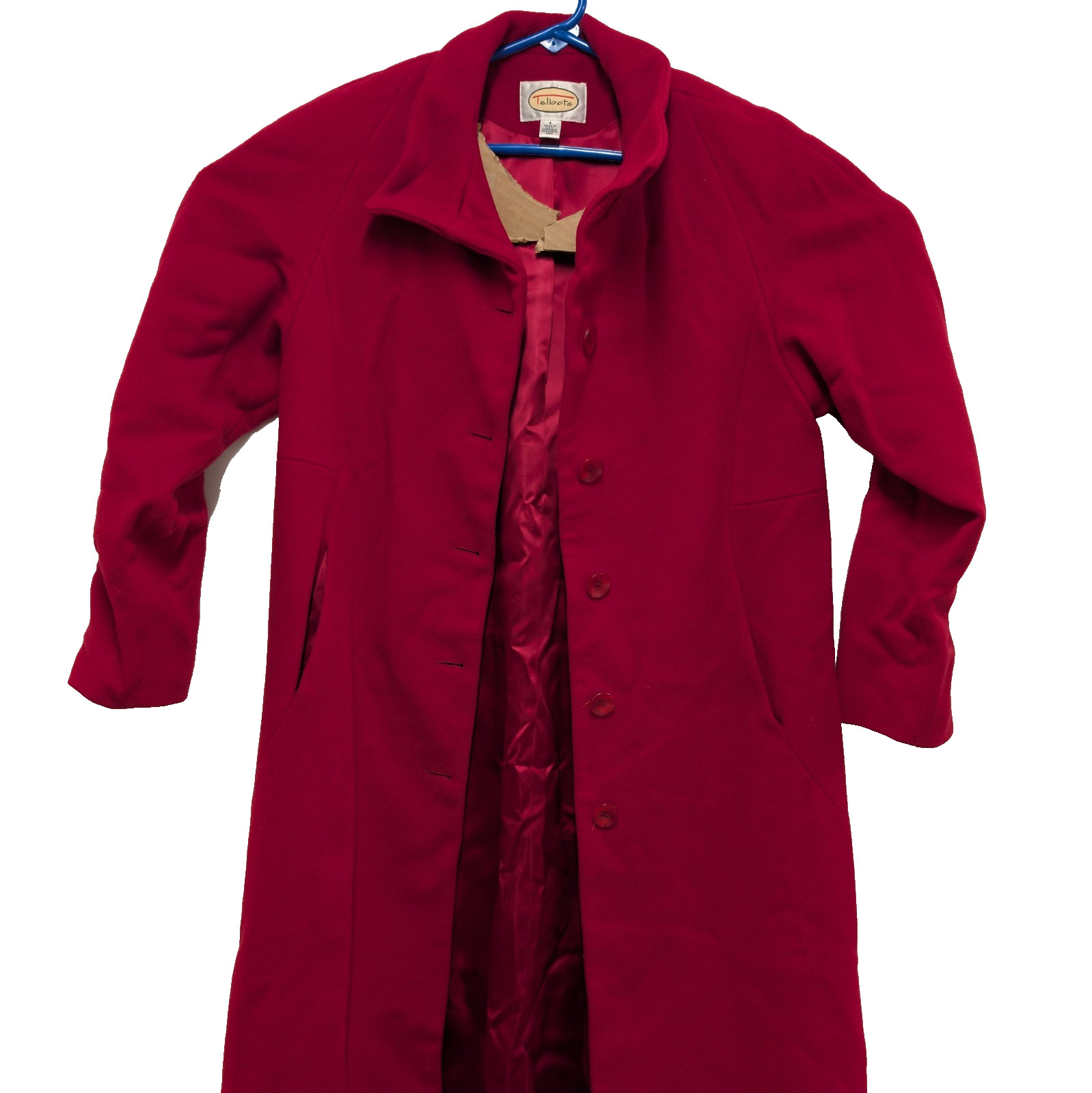 Talbots Wool Long Overcoat – Deep Red Women’s Size 4 90% wool 10% Cashmere