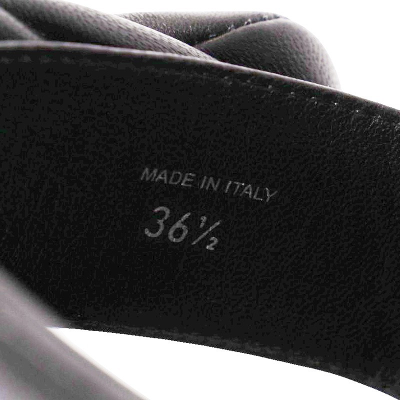 36.5 NEW $1,050 MIU MIU Black PUFFY SUPPLE LEATHER Rugged Rubber Sole SANDALS
