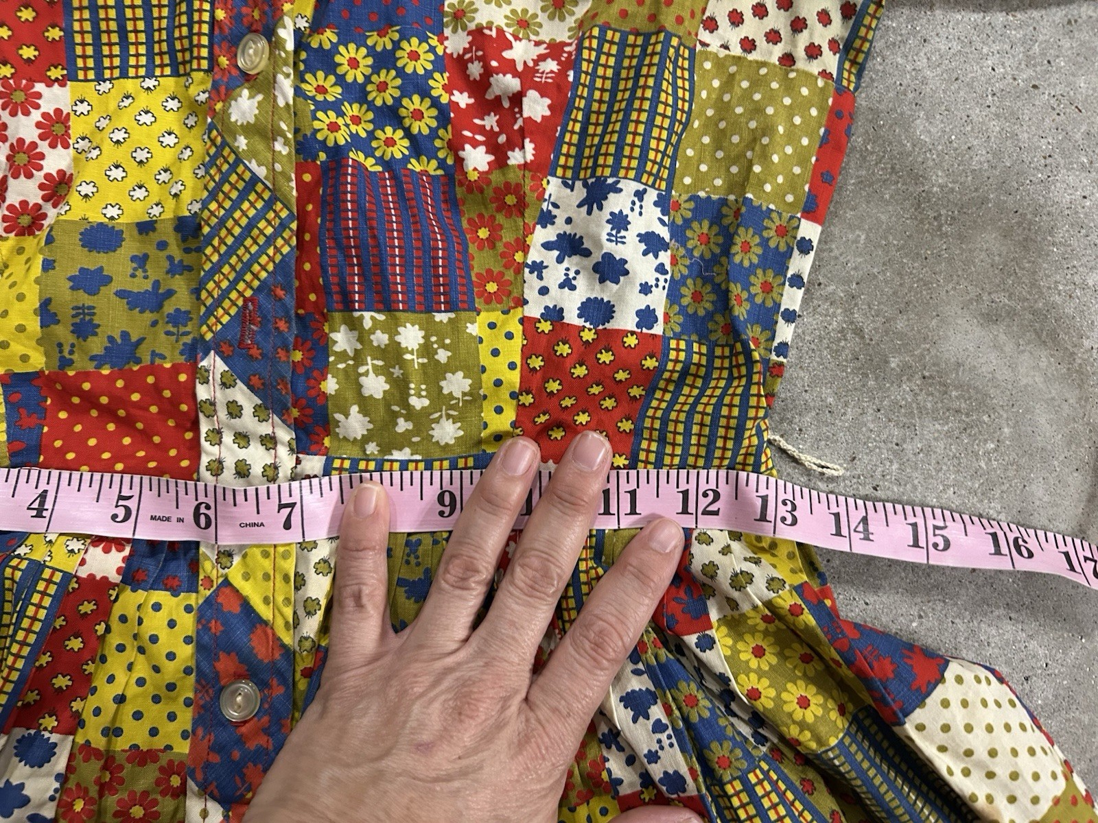 Vintage Fit Flare Dress Small Patchwork Print Fabric Prairie 1960’s?