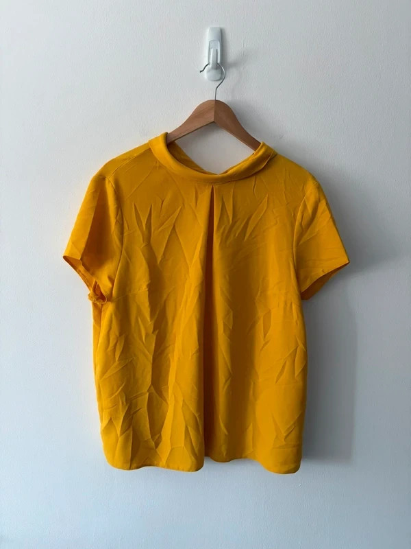 Women’s Dorothy Perkins Mustard Yellow Tie Neck Blouse – Size 16