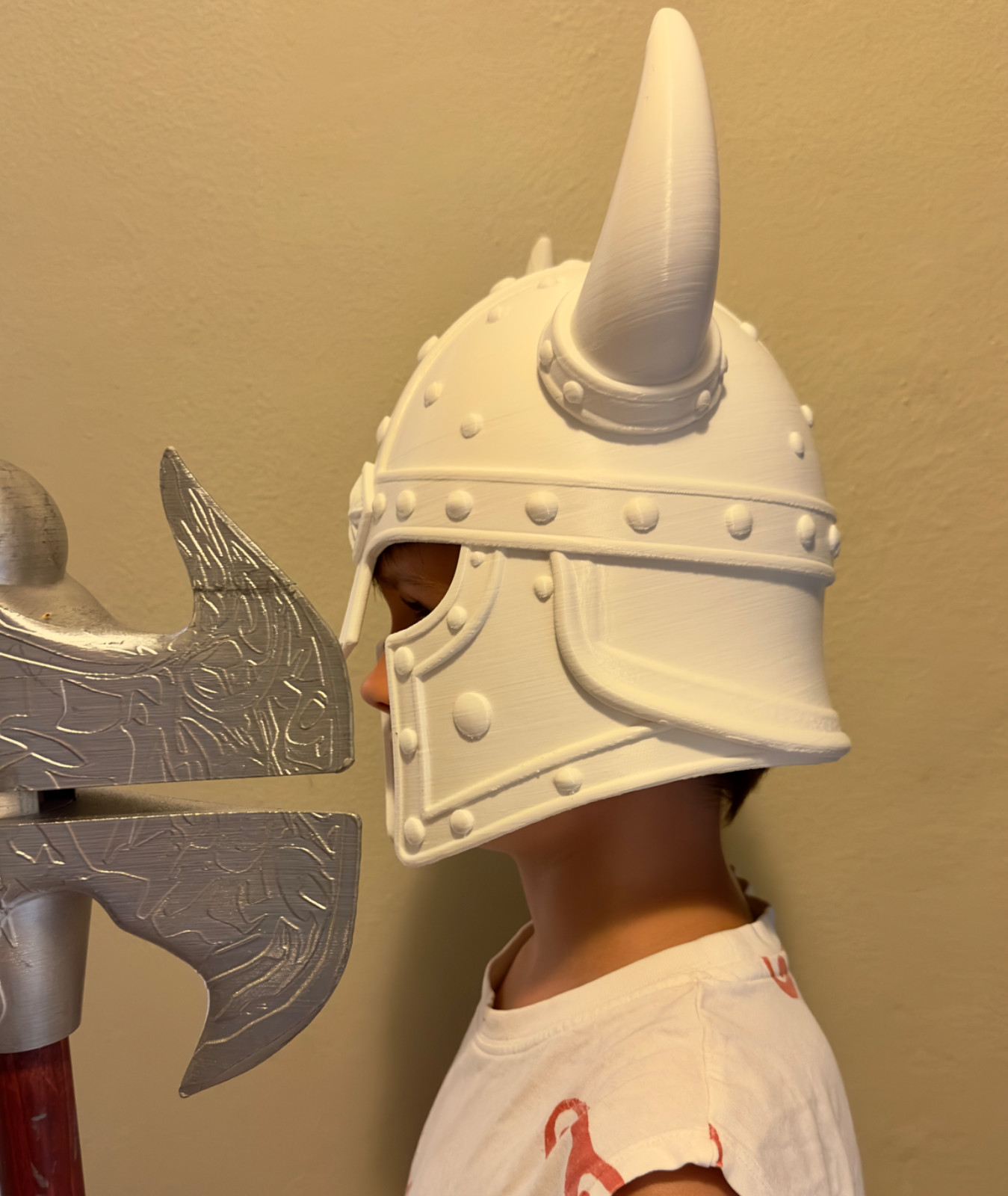 3D Printed Viking Warrior Helmet for Kids Ages 5-10 | Horns | Cosplay | Unpainte