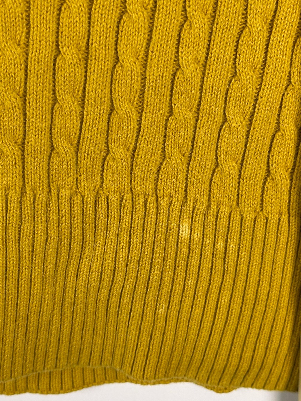 Jeanne Pierre Sweater Womens S Cable Knit Shawl Collar 100% Cotton Mustard READ