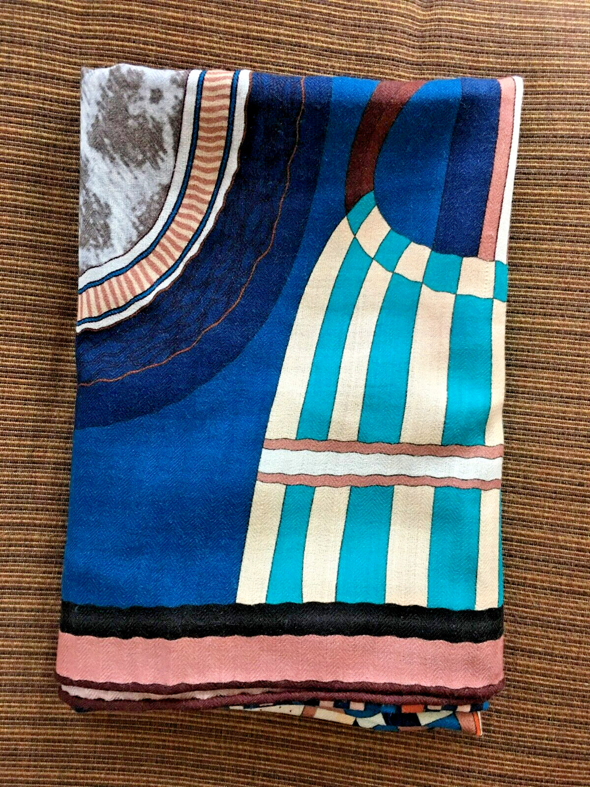 41″x41″Blue Saddle Print 70% Cashmere 30% Silk Thin Scarf Shawl 105x105cm 12-14