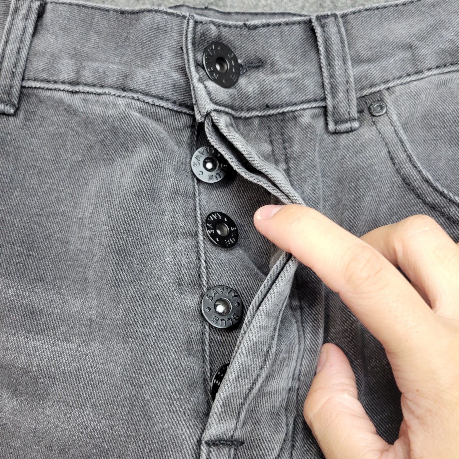 Blue Savvy Jeans Womens 13/31 Gray Distressed Grunge Raw Hem Button Fly Y2K