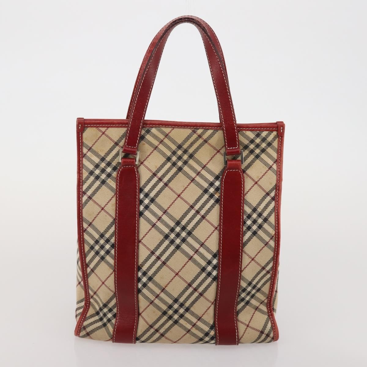 BURBERRY Nova Check Blue Label Bag Canvas nylon 4 Set Brown Beige Auth 191136