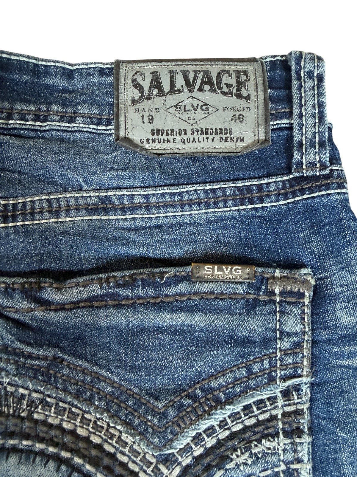 BKE Buckle Salvage Mayhem Bootcut Jeans Mens 34 (36×32) Blue Denim Regular Fit