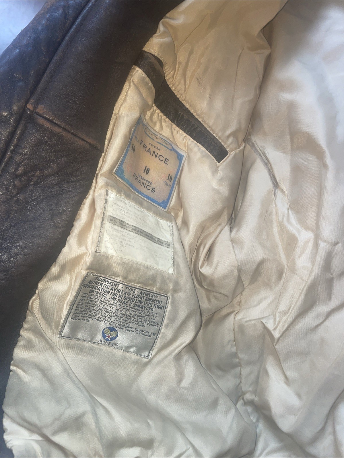 Vintage AVIREX Leather Flight Jacket Type G1 (Size M) As Is Photo Inside