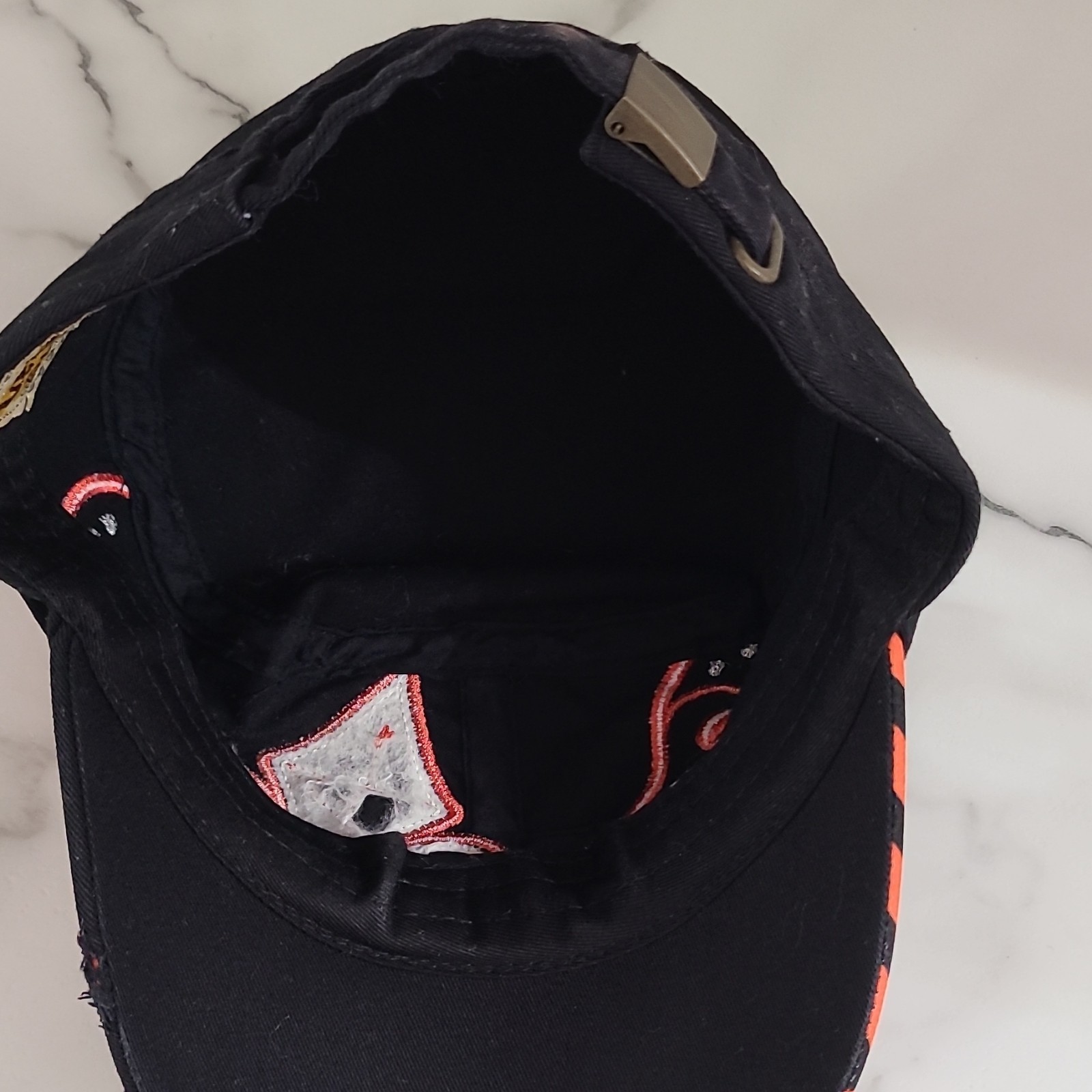 Leader Baseball Cap Chevron Fleur-de-lis Black Orange Red Adjustable One Size