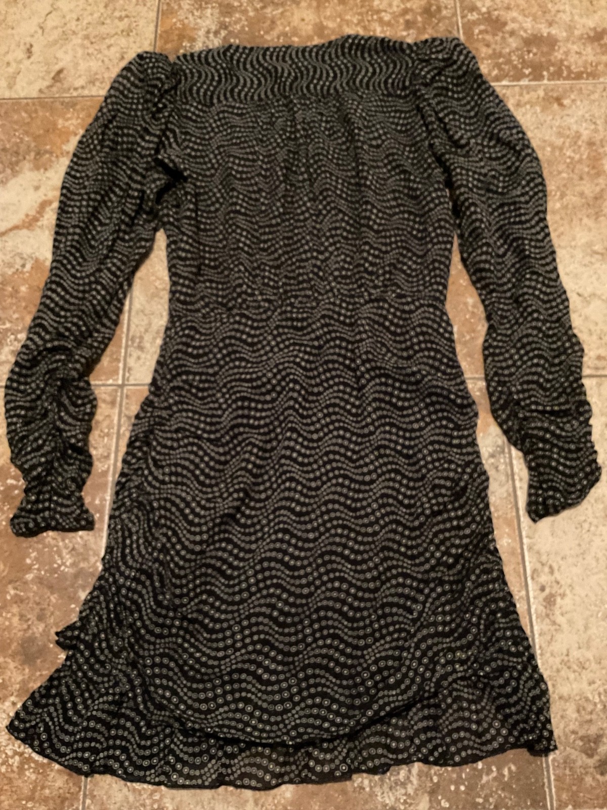 BA&SH WOMENS ROBE LITTLE DOTS METALLIC LONG SLEEVE DRESS (SIZE S) BLACK