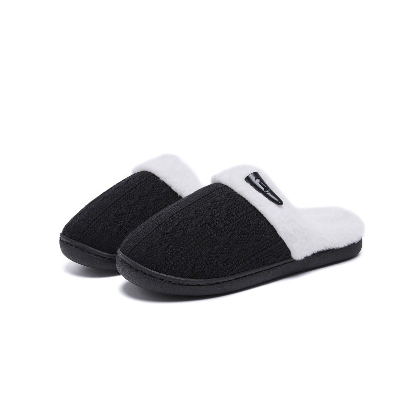 Unisex Soft Foam Sole Warm Indoor Bedroom Woven Cotton Shoes Anti Slip Slippers