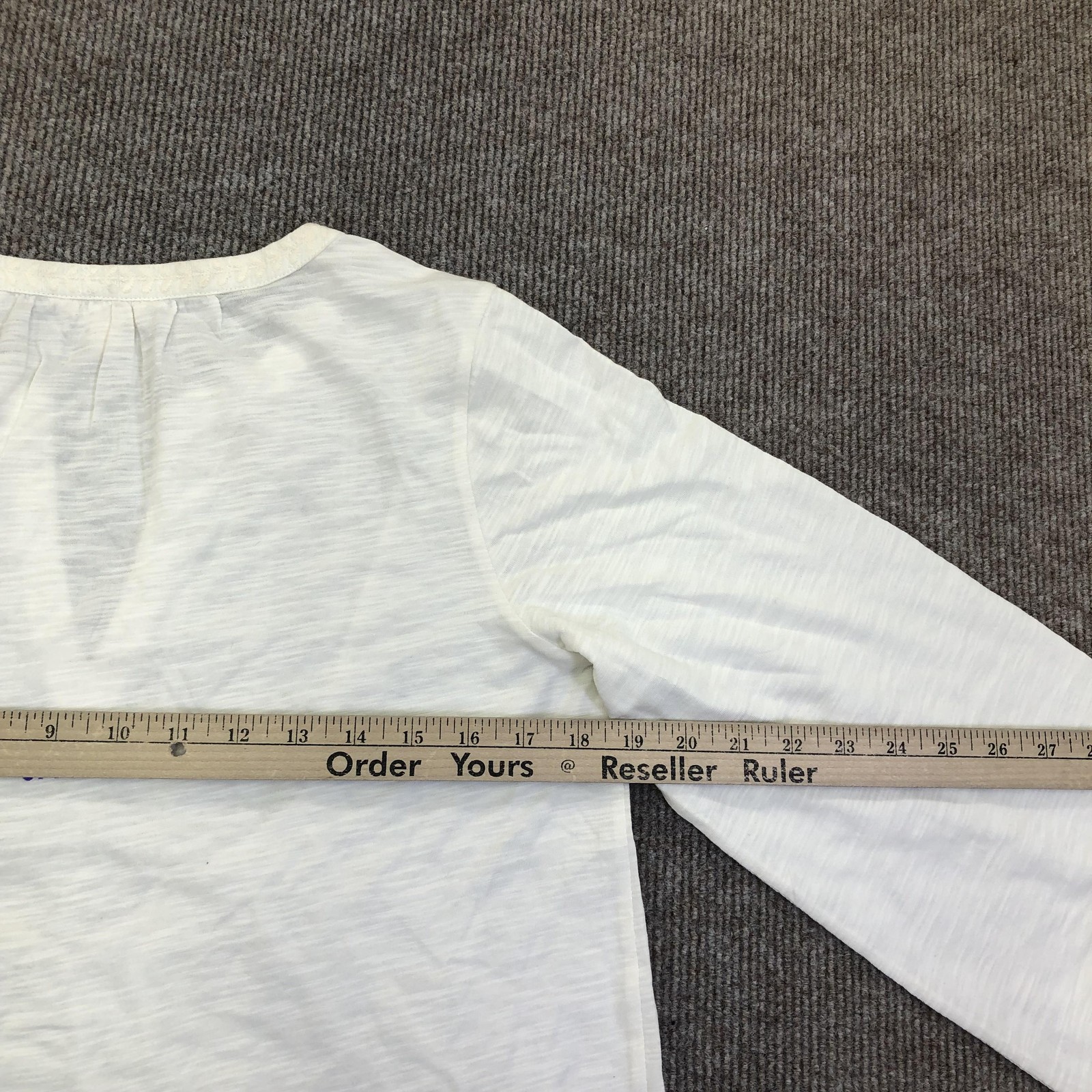 Lucky Brand Blouse Womens Small White Embroidered Balloon Sleeve Boho Sample
