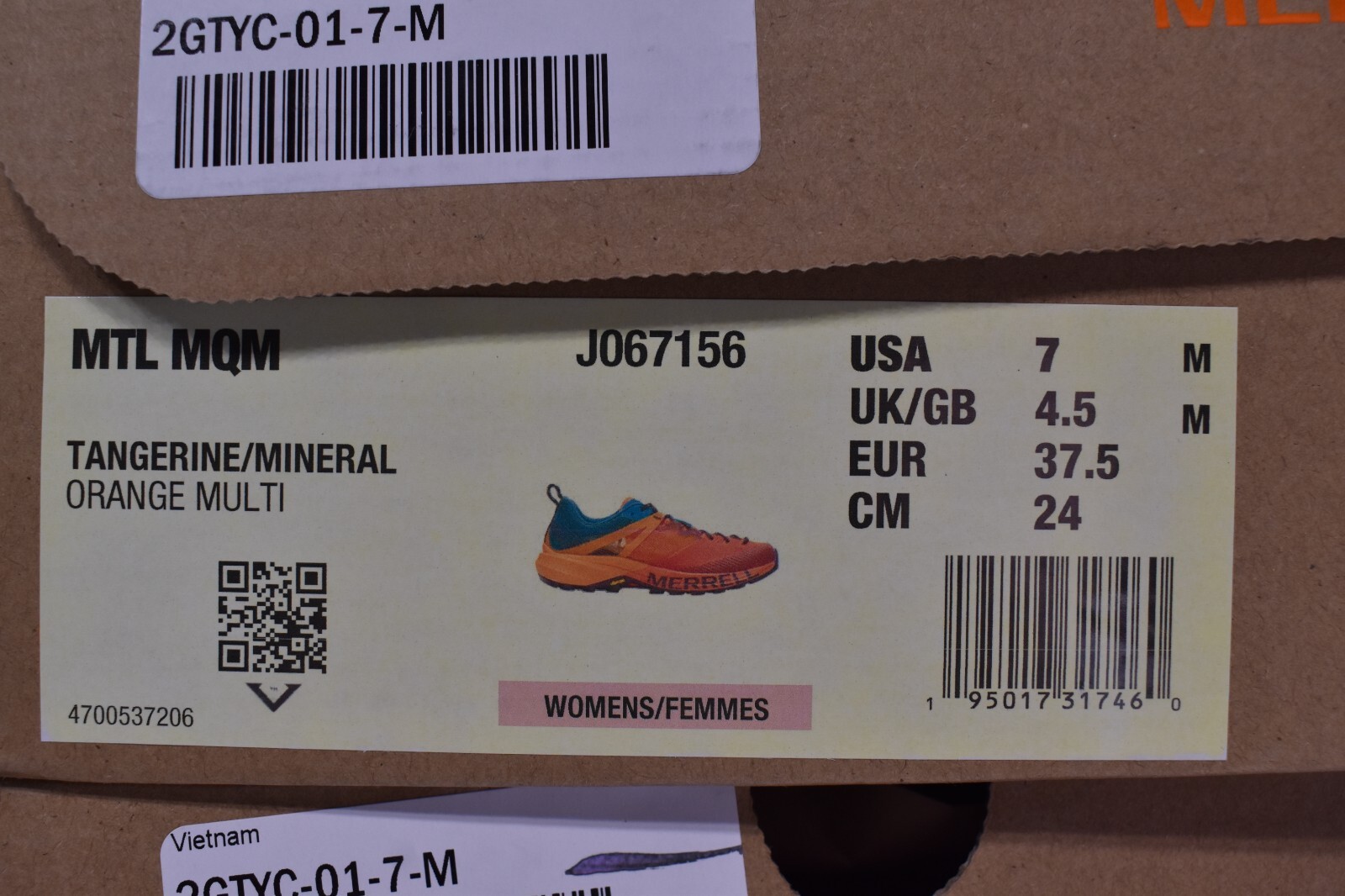 Merrell Womens Size 7 MTL MQM Tangerine Mineral Outdoors Hiking Sneakers Shoes