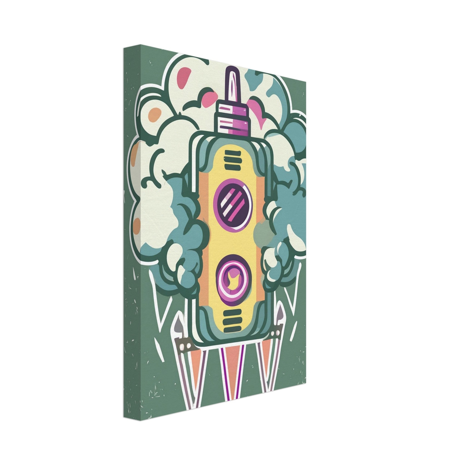 Cartoon-Like Style Stylized Rocket Wall Canvas Art